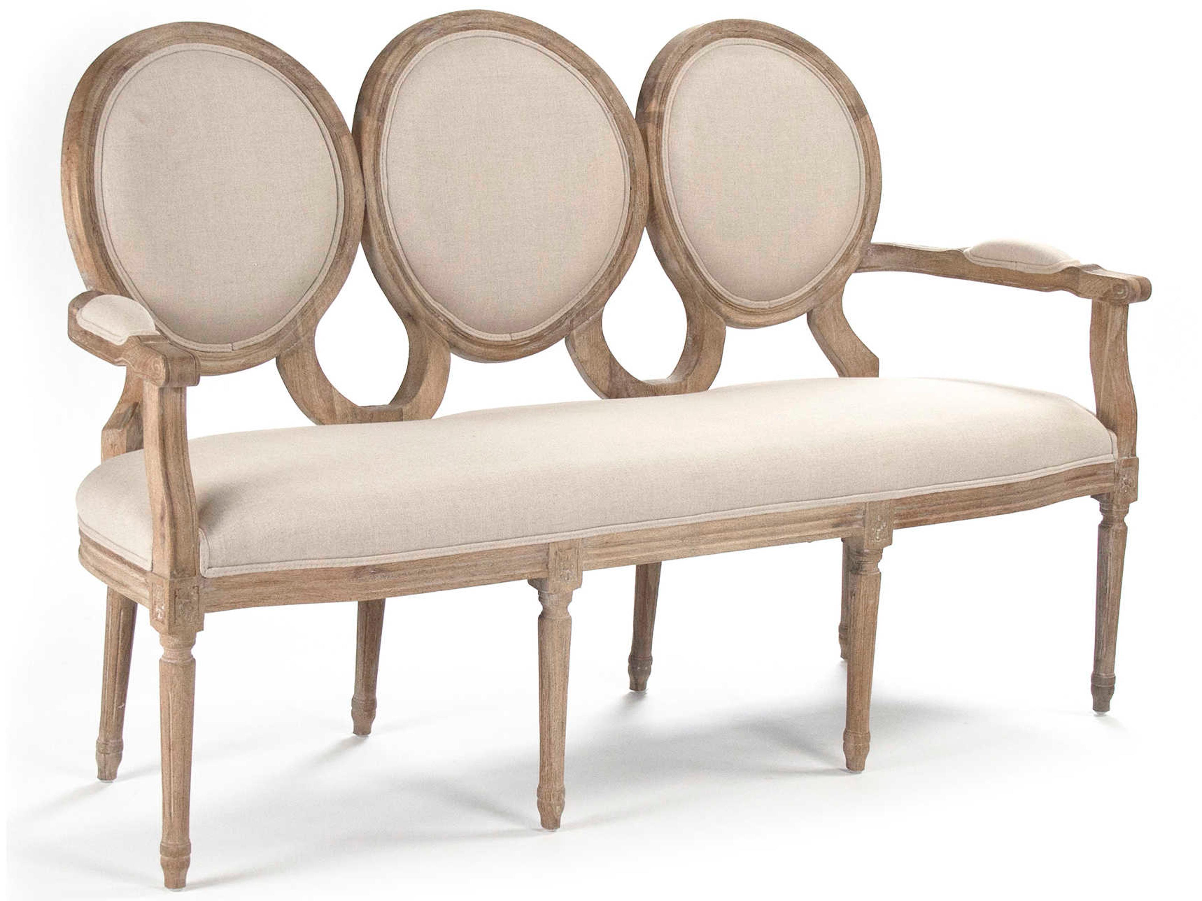 Zentique Medallion Natural Linen Beige Upholstered Loveseat