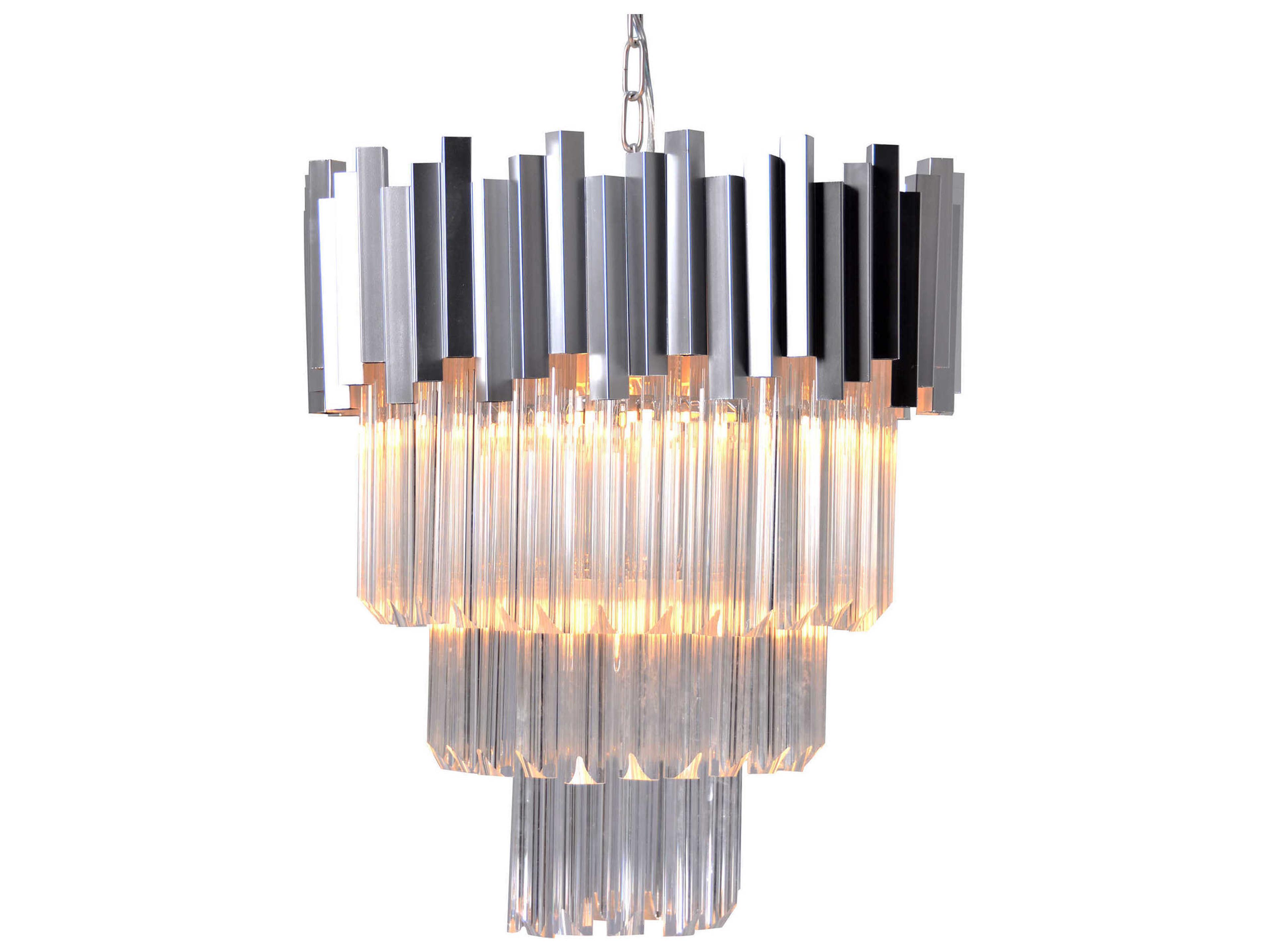 Zentique 4-Light Matte Silver Crystal Glass Chandelier