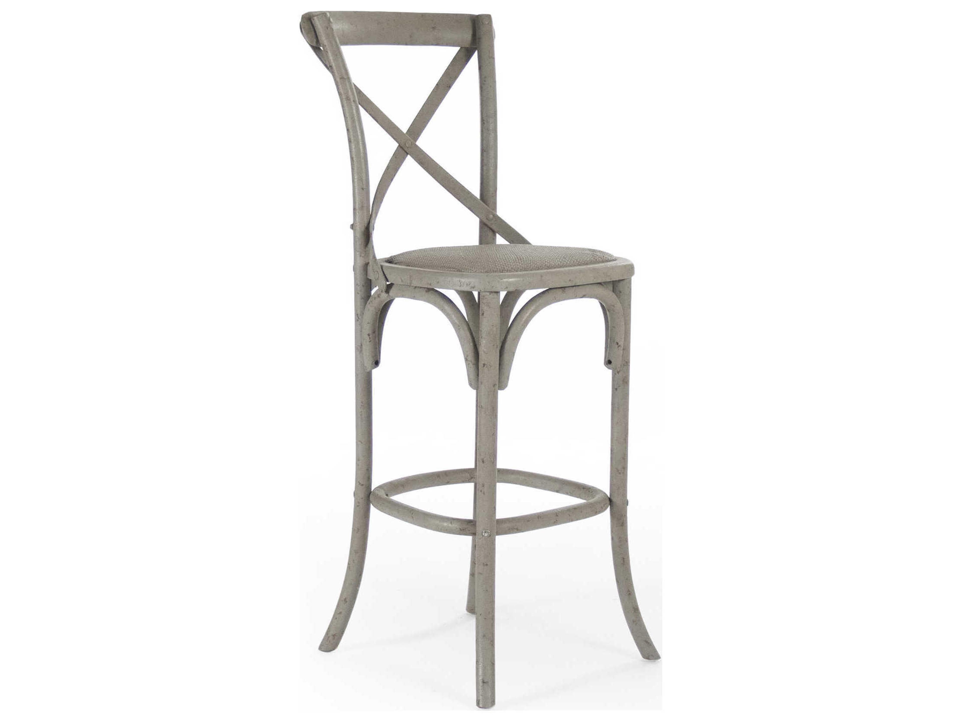 Zentique Parisienne Birch Wood Faux Olive Green Bar Stool