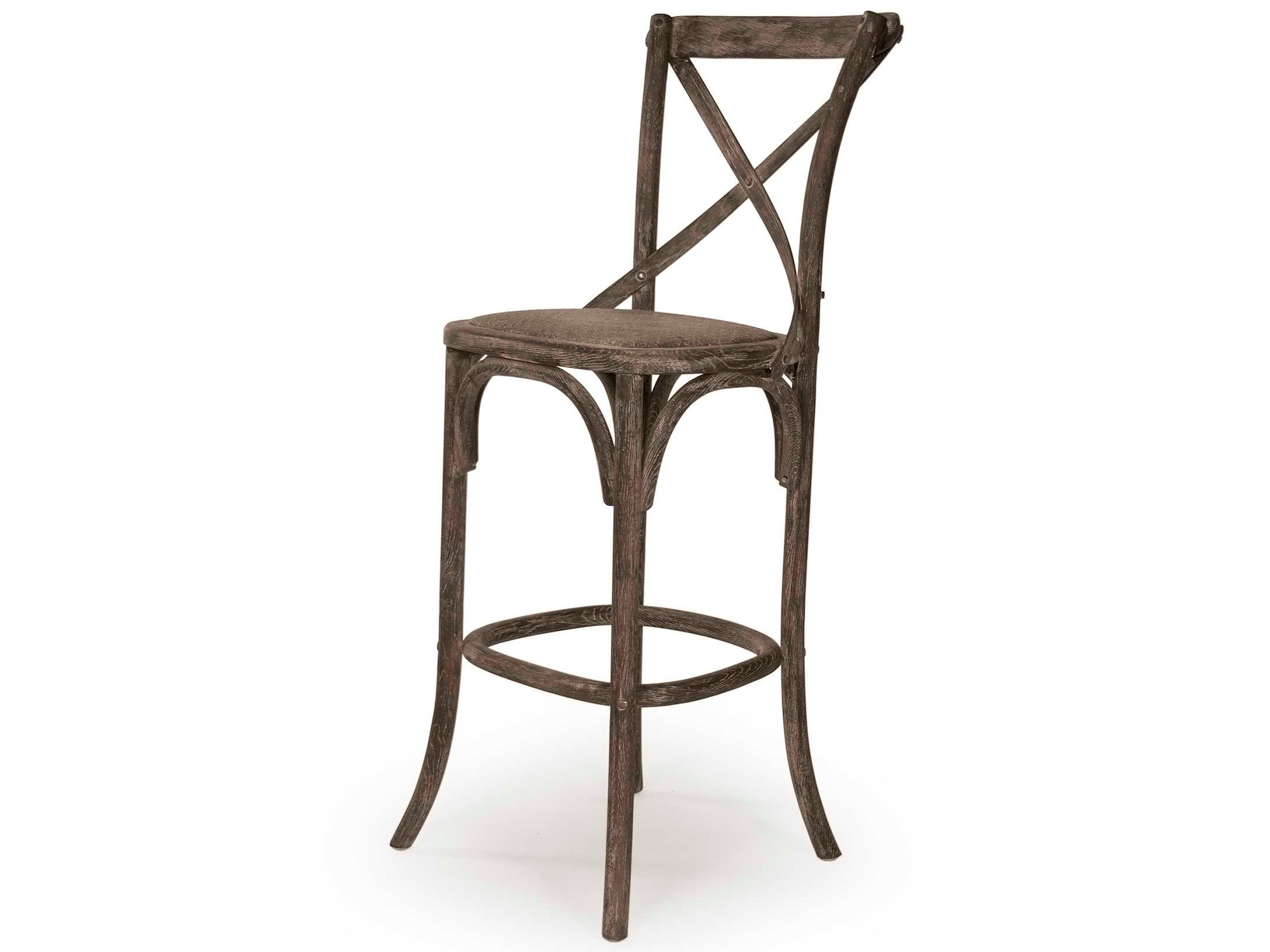 Zentique Parisienne Birch Wood Limed Charcoal Oak Bar Stool