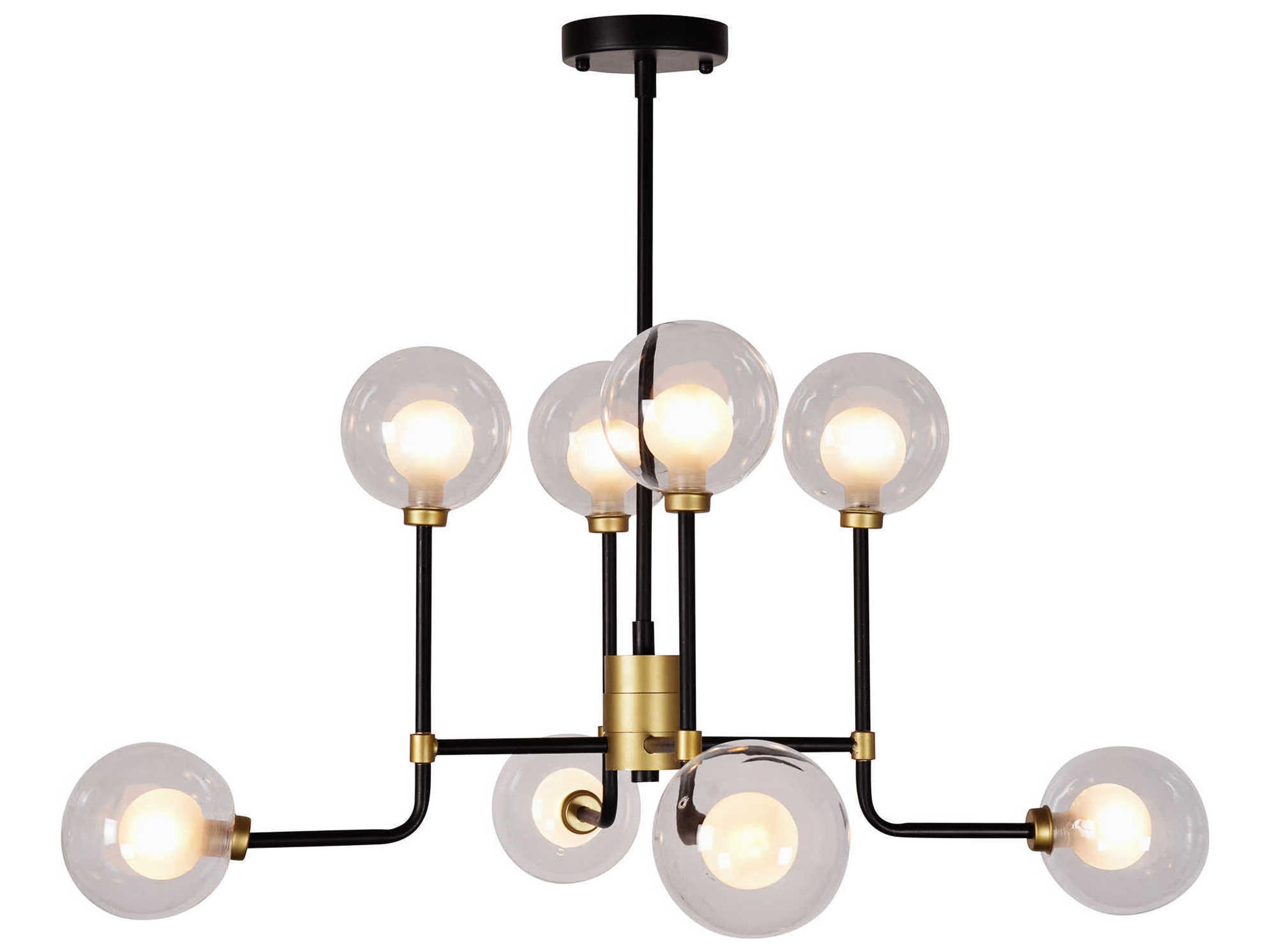 Zentique 8-Light Matte Black Gold Glass Globe Pendant