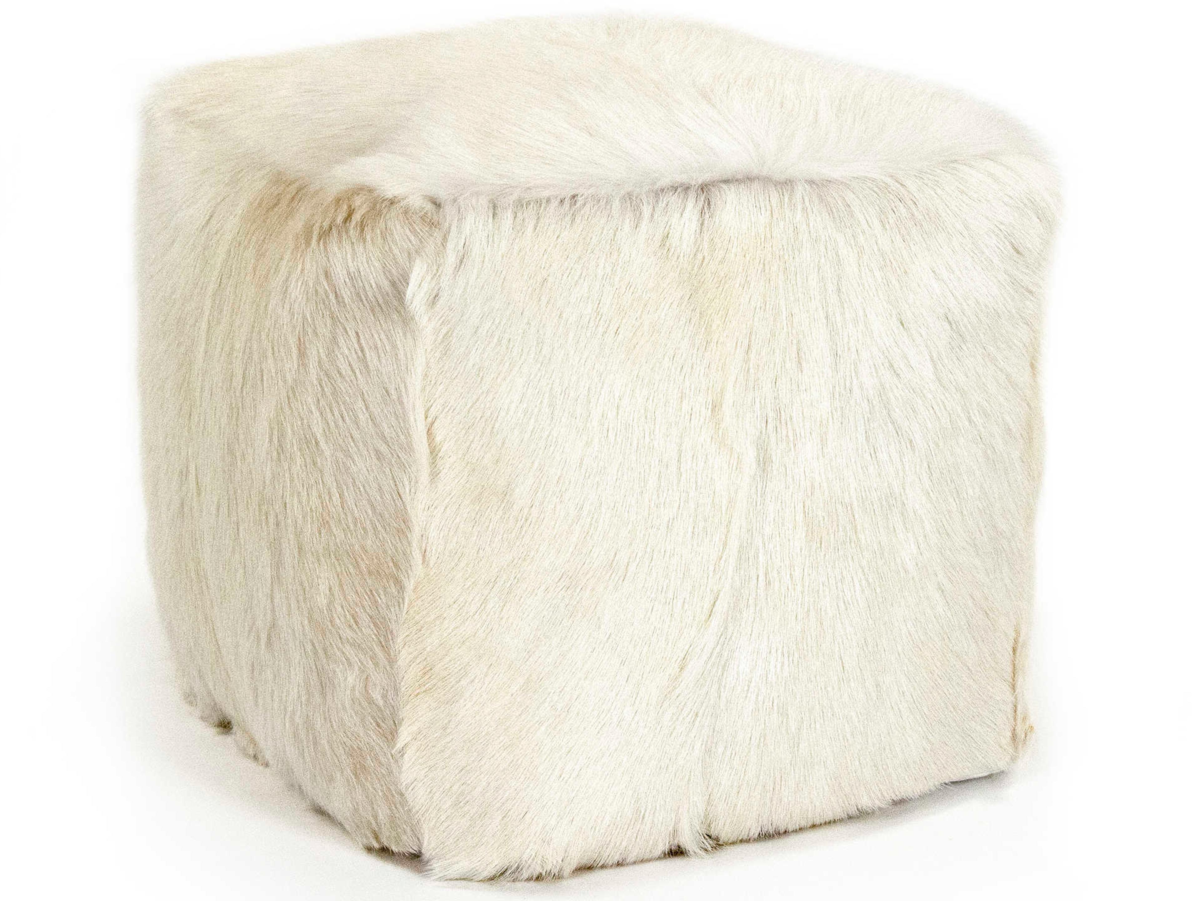 Zentique White Fur Ottoman