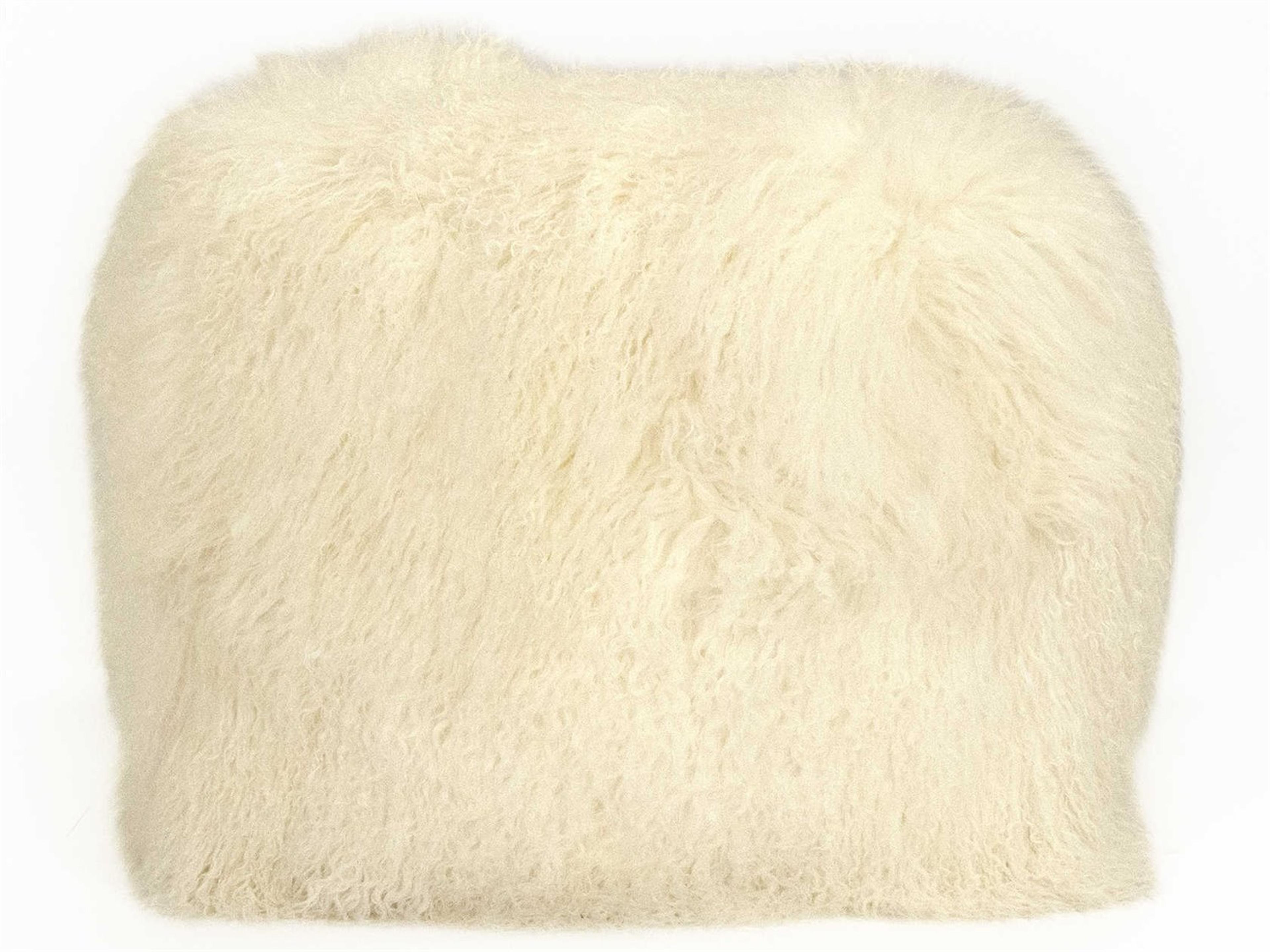 Zentique Tibetan Ivory Lamb Fur Pouf
