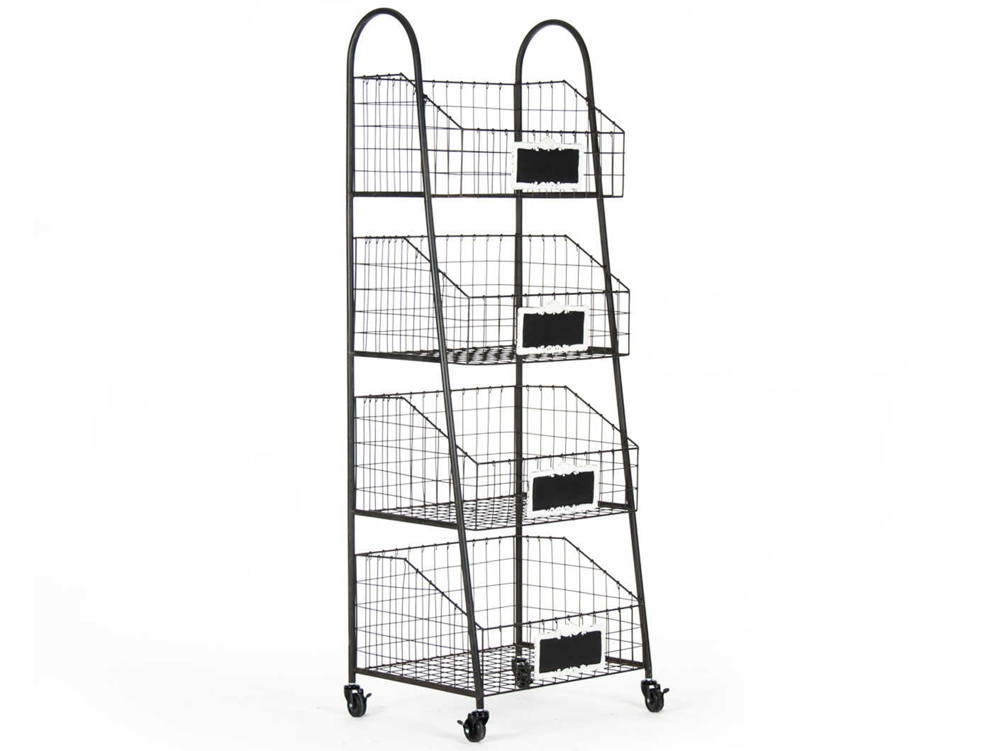 Zentique Rafael Antique Black Basket Rack