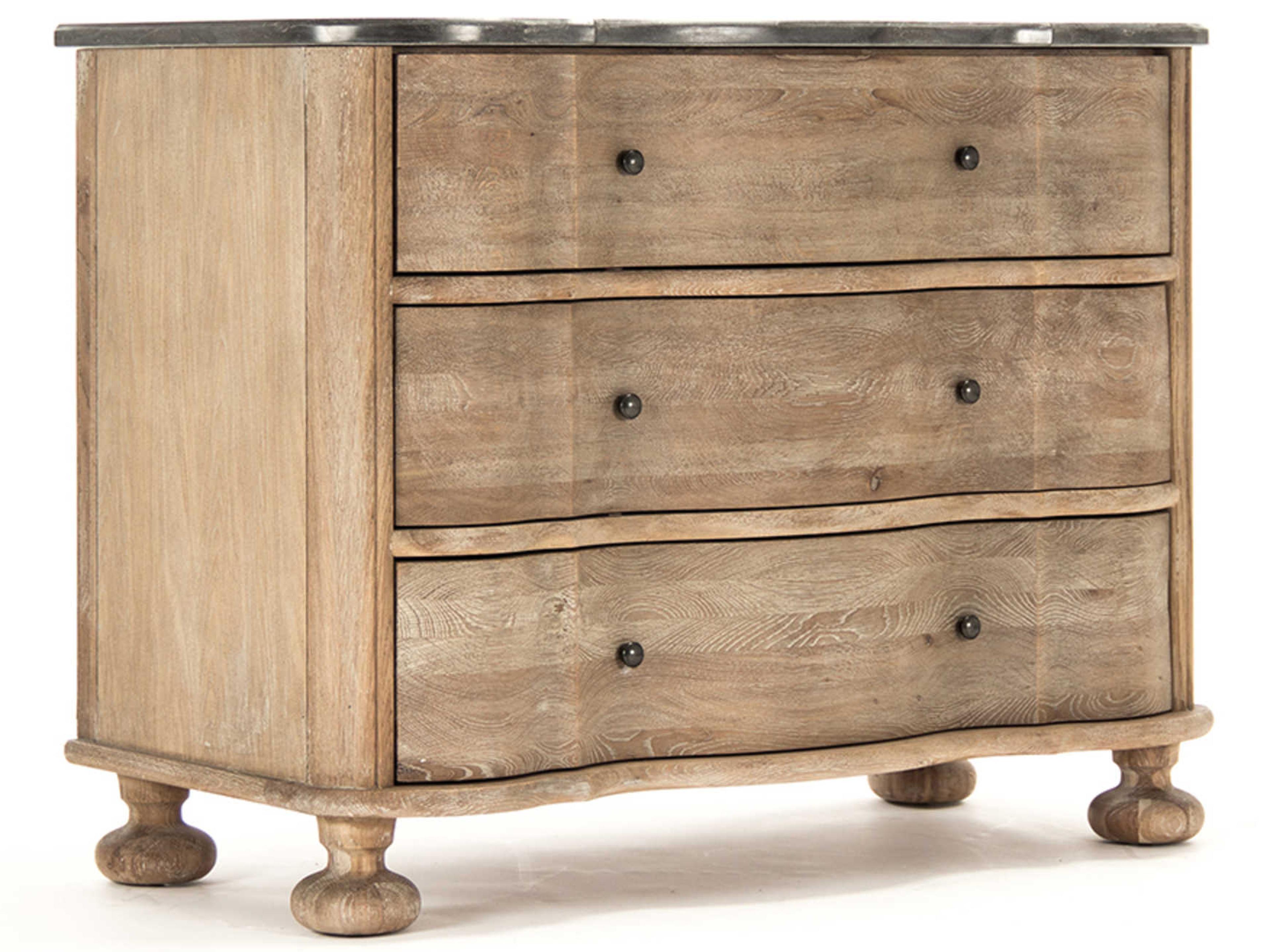 Zentique 3-Drawers Gray Oak Wood Dresser