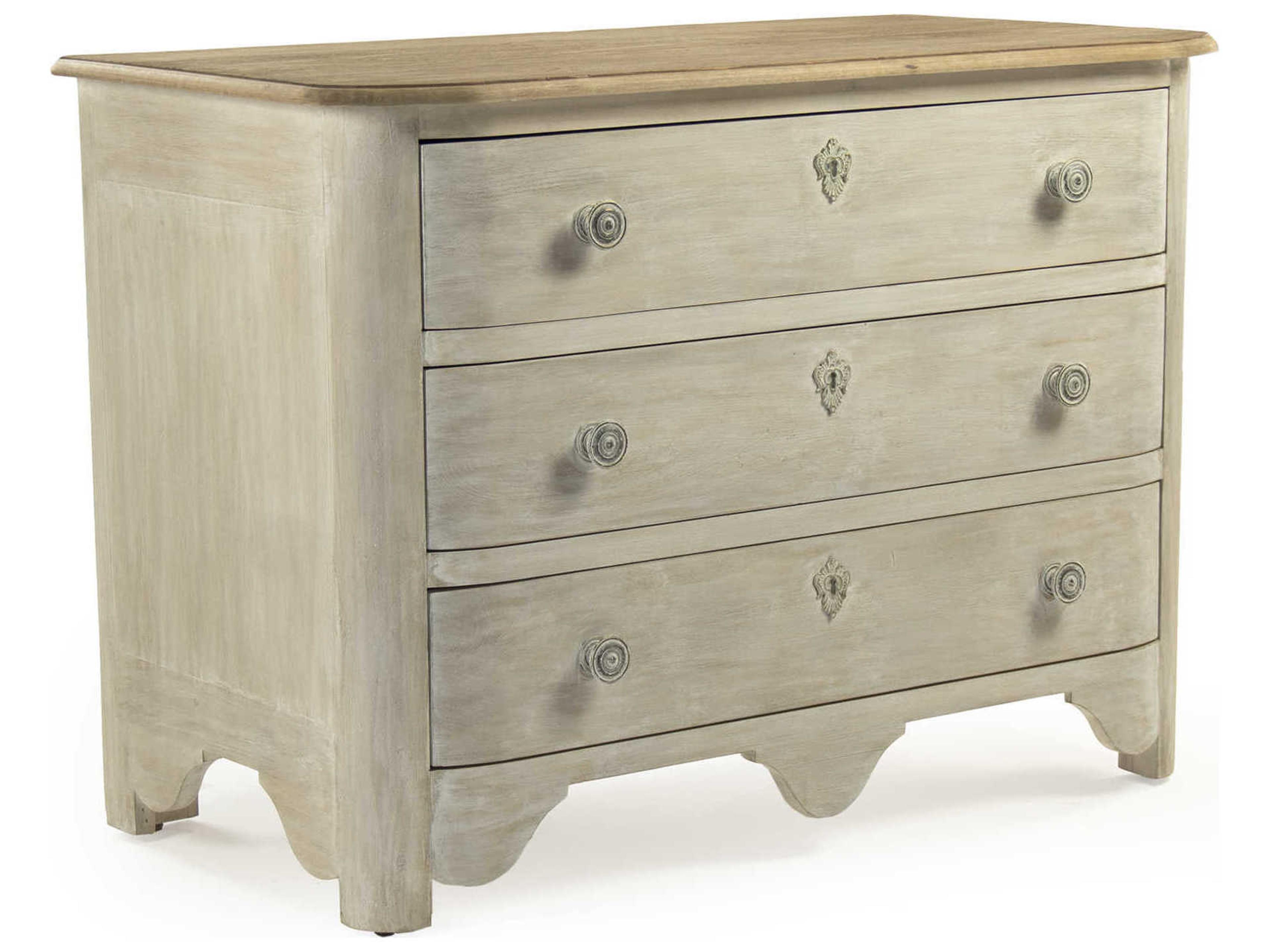Zentique 3-Drawers Beige Pine Wood Dresser