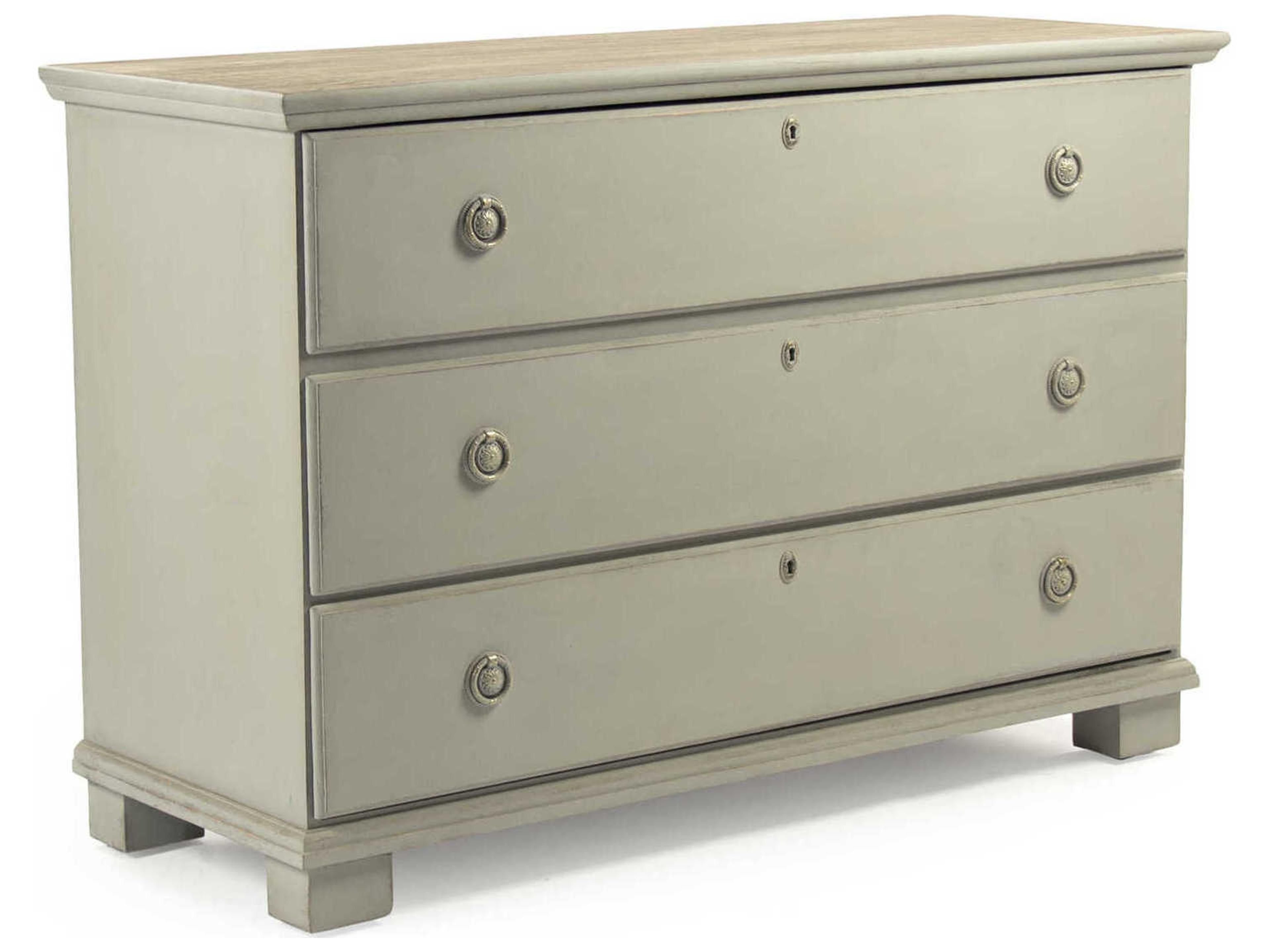 Zentique Bill 3-Drawers Beige Pine Wood Dresser