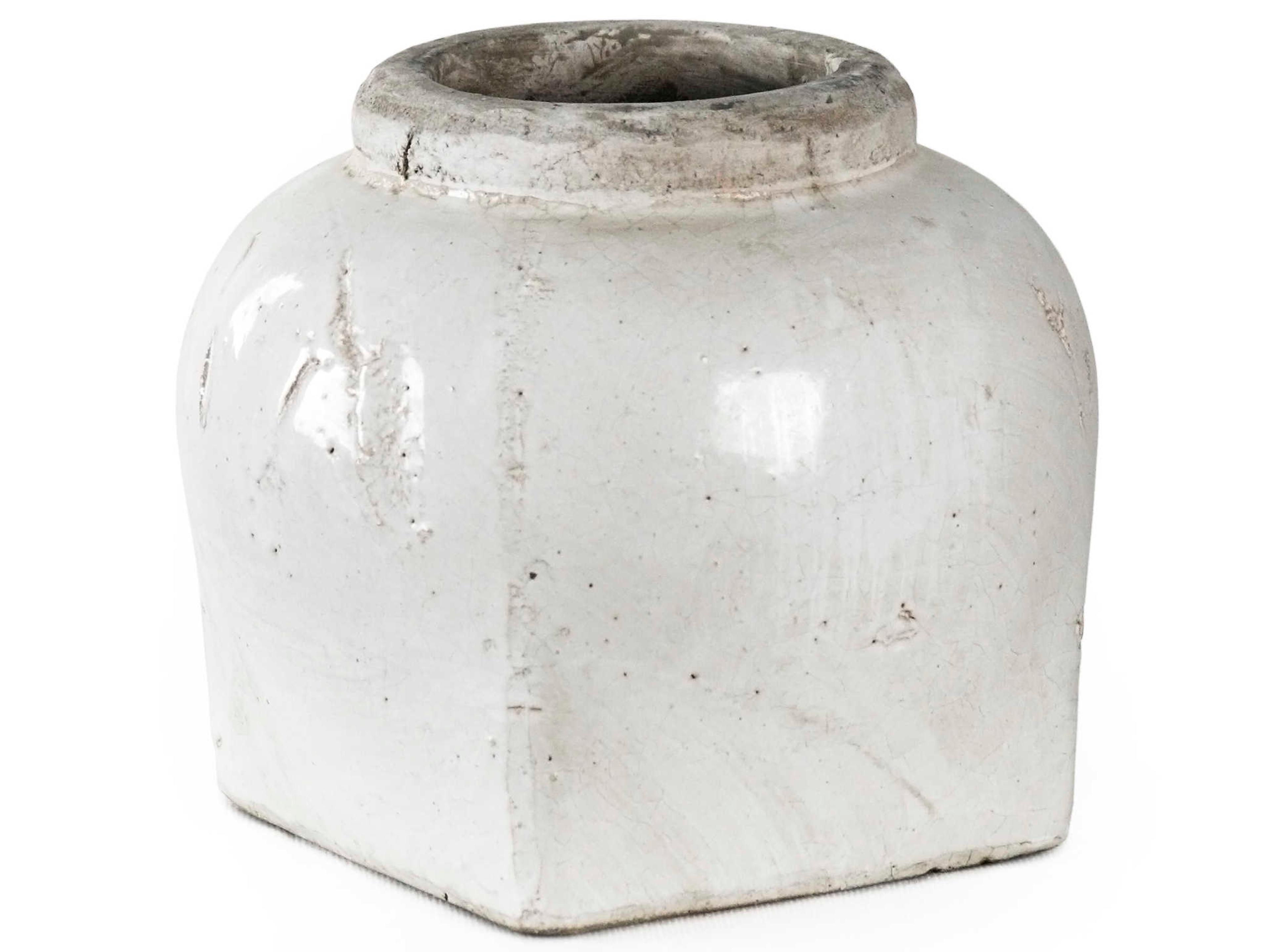 Zentique Distressed White 14" Jar Set of 2