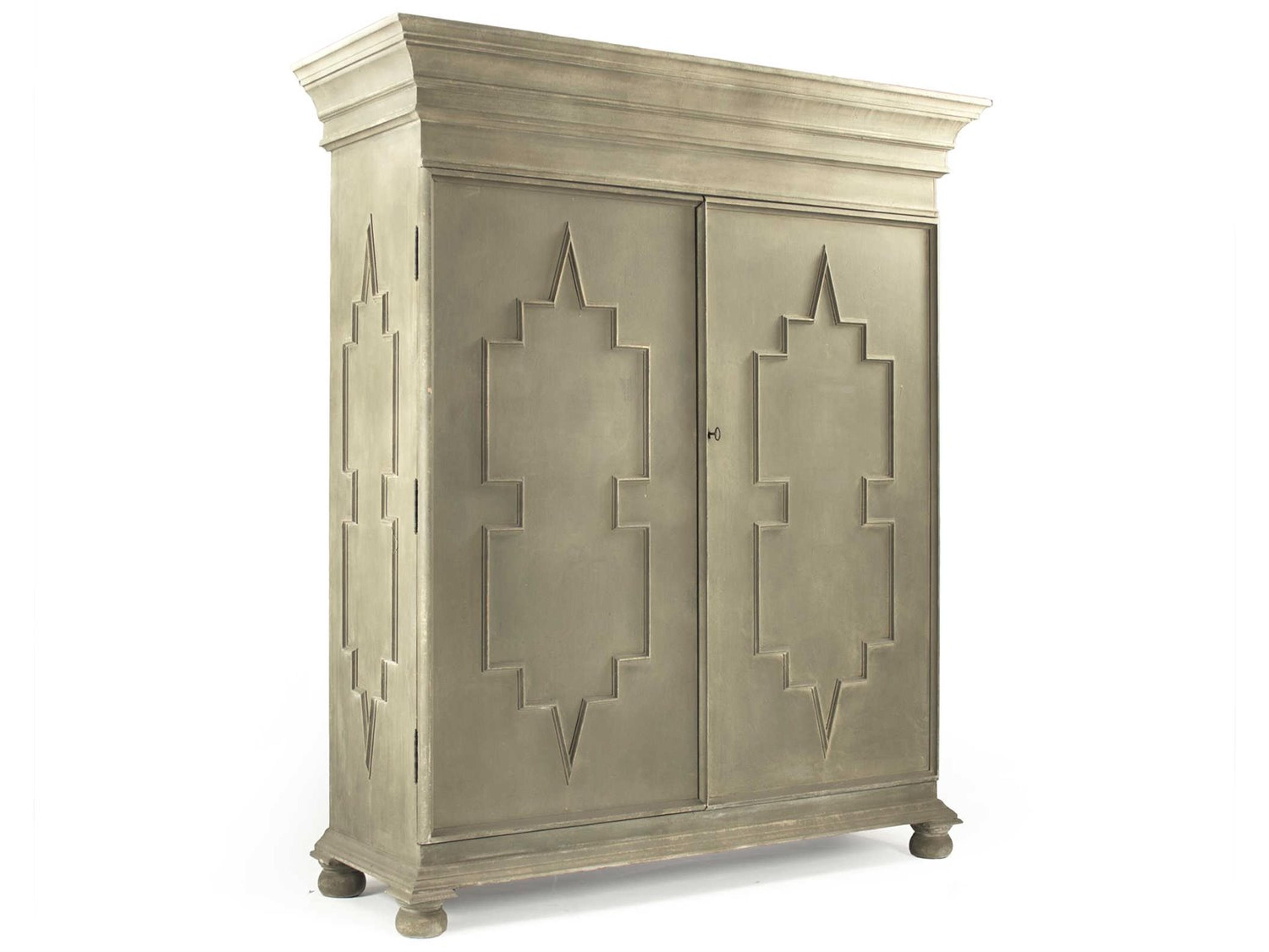Zentique Beige Pine Wood Wardrobe Armoire