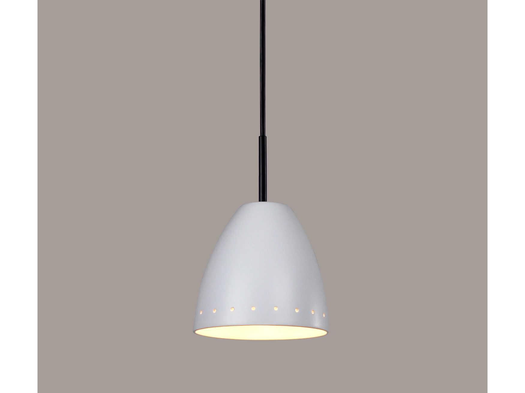 A19 Realm 1-Light White LED Bell Mini Pendant