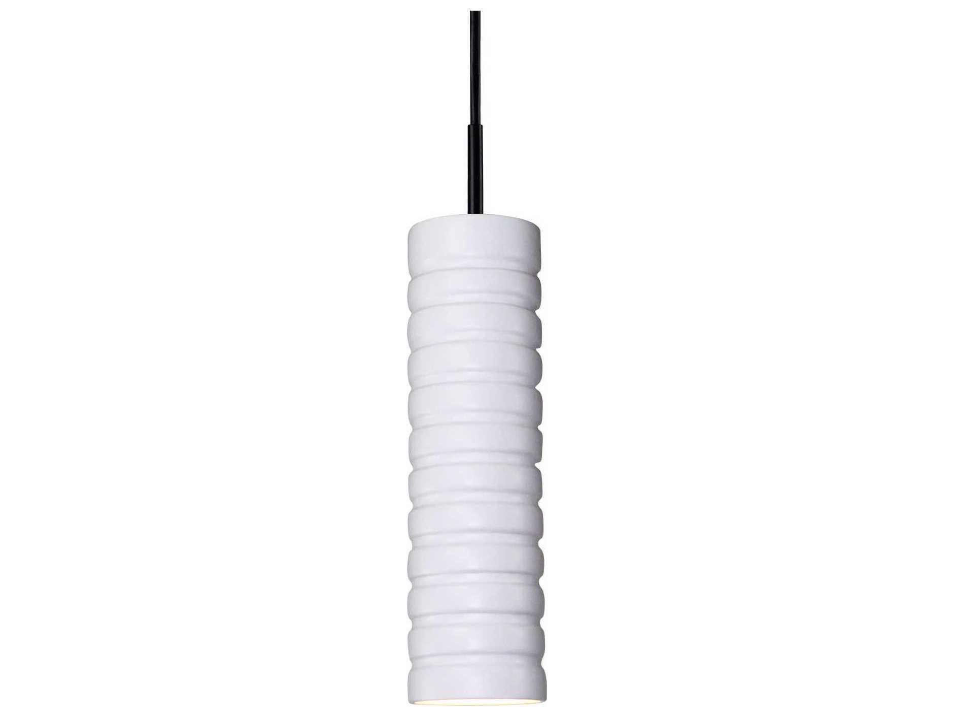 A19 Strata 1-Light White LED Cylinder Mini Pendant