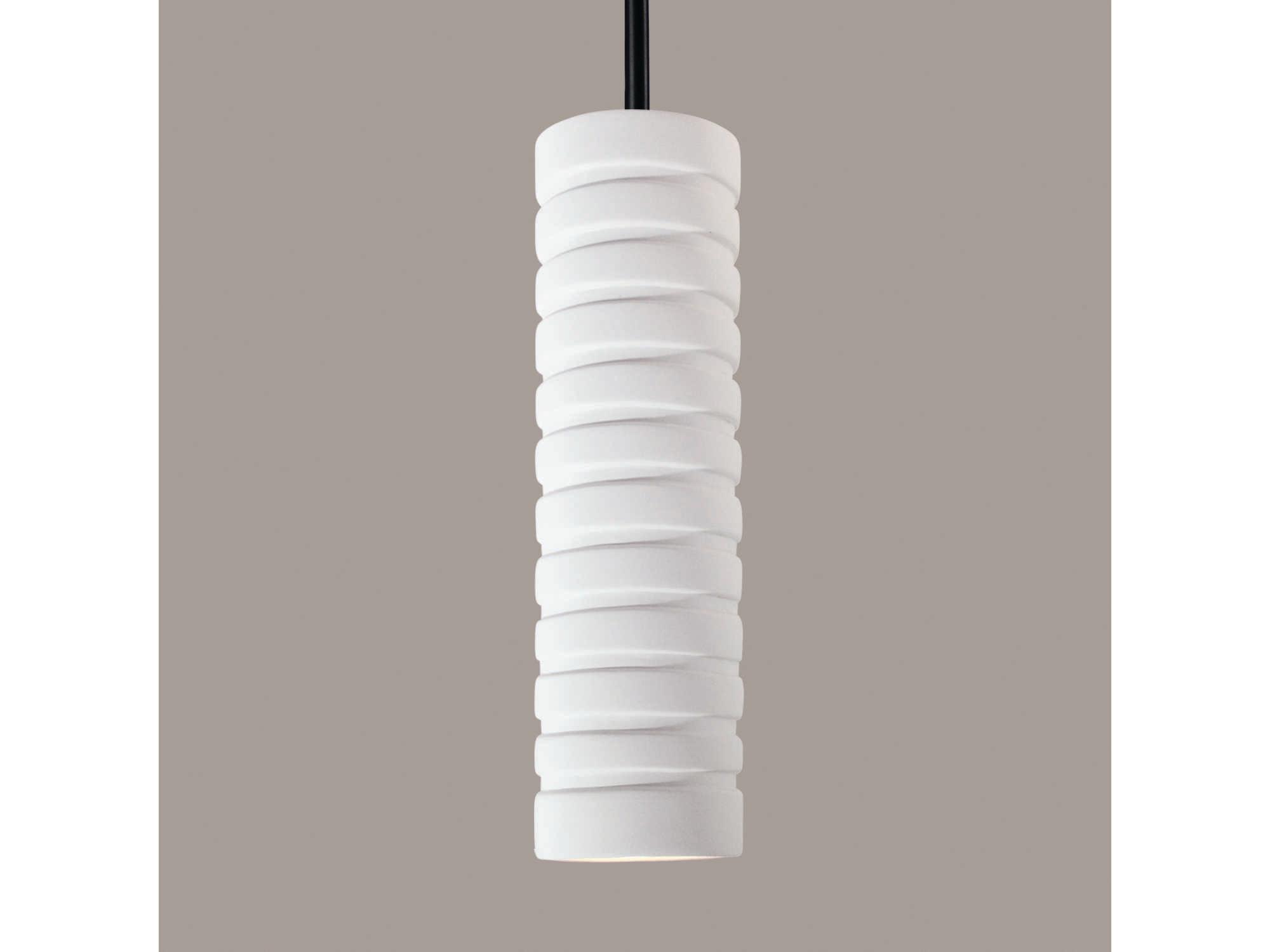 A19 Strata 1-Light White LED Cylinder Mini Pendant