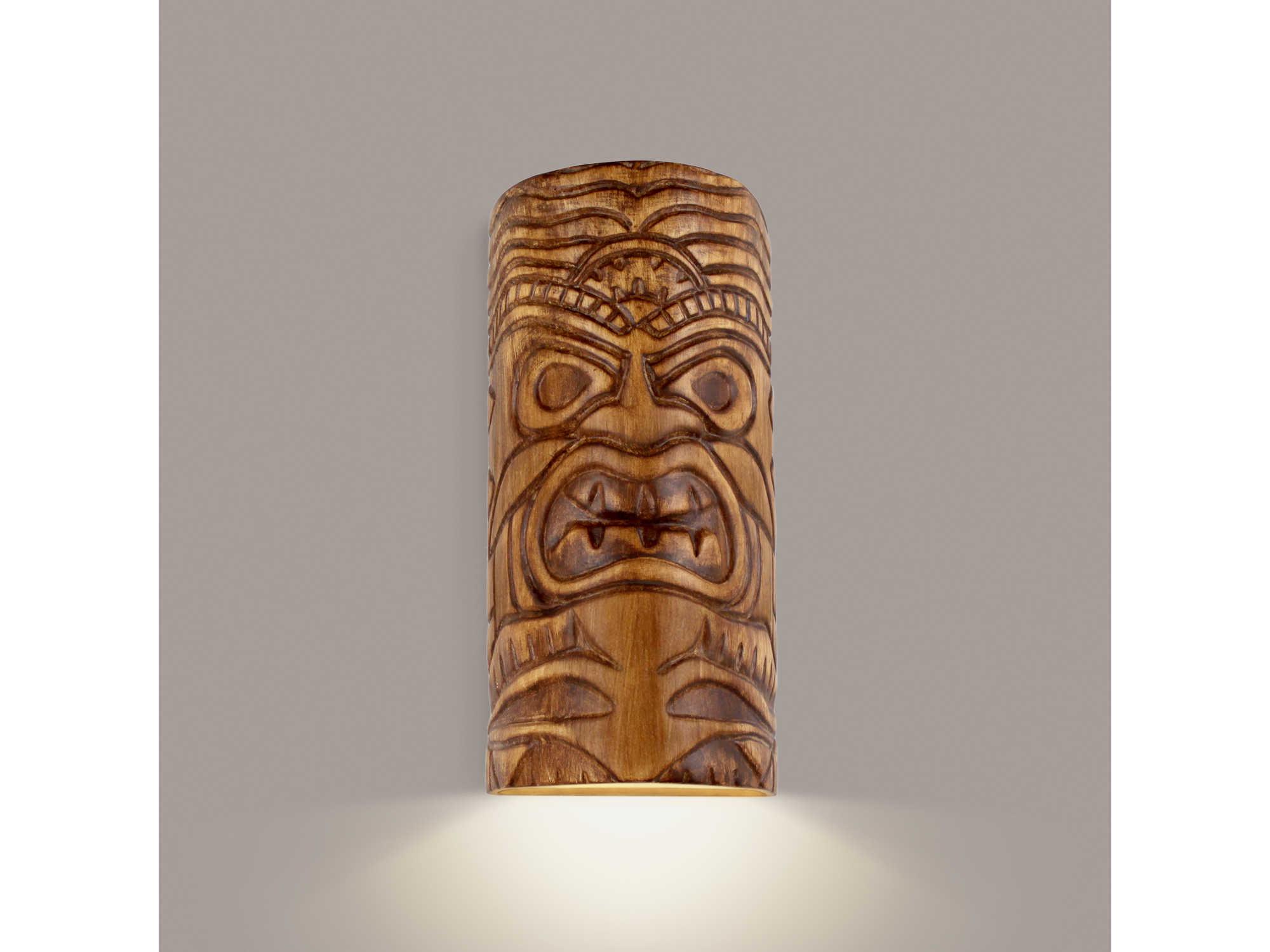 A19 Tiki 1-Light Amber Palm Brown Wall Sconce