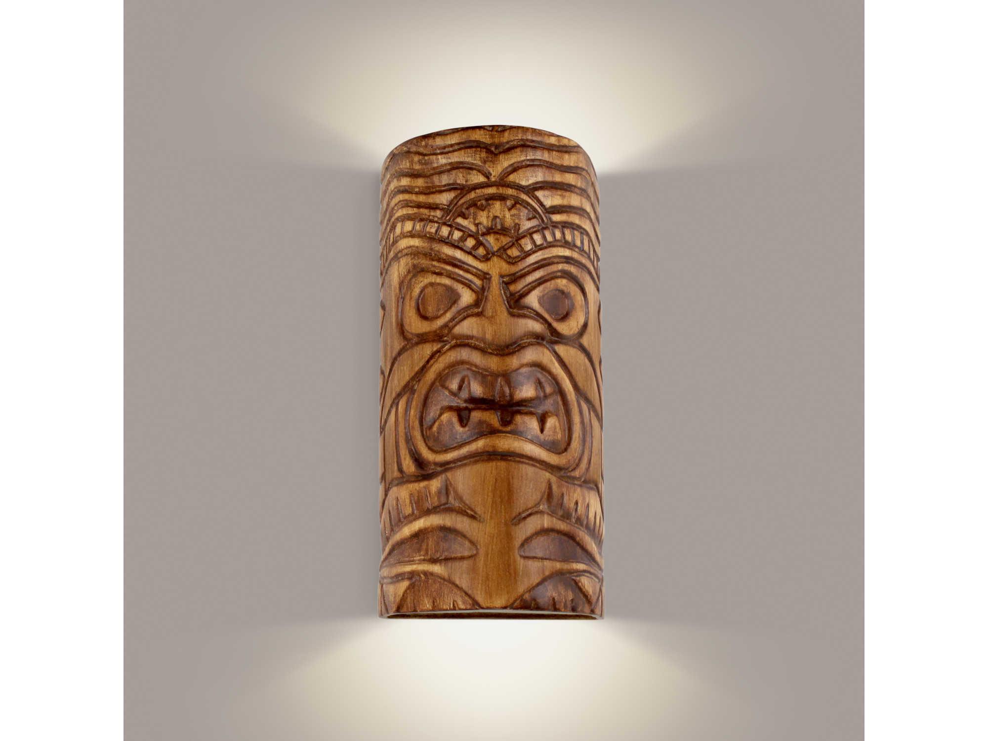 A19 Tiki 1-Light Amber Palm Brown Wall Sconce