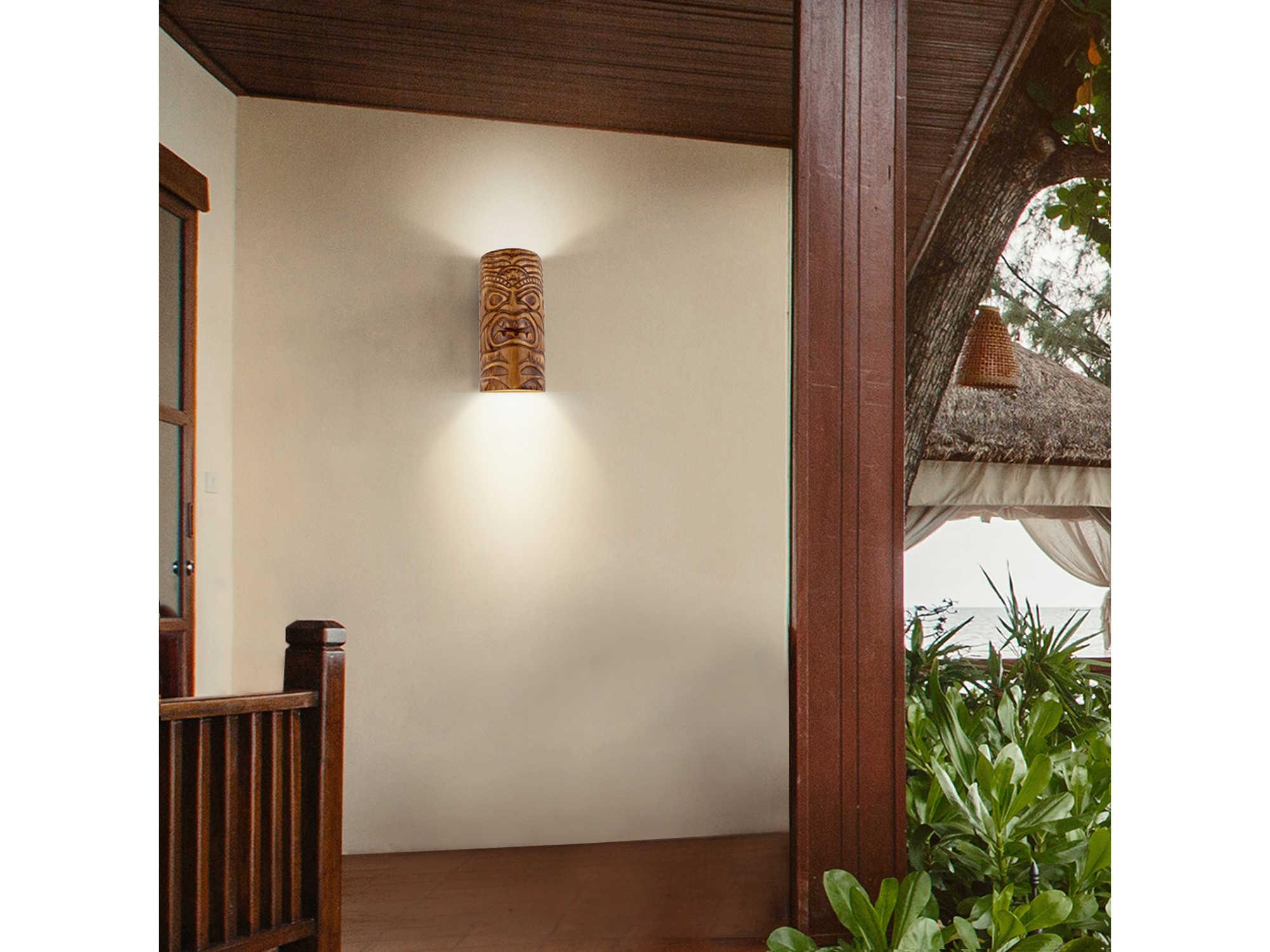 A19 Tiki 1-Light Amber Palm Brown Wall Sconce