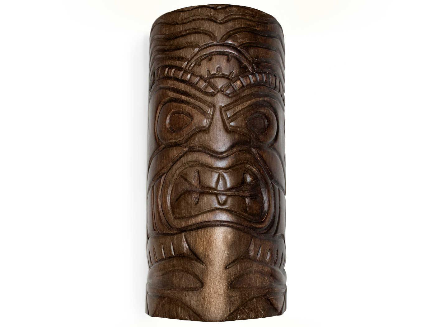 A19 Tiki 1-Light Dark Teak Brown Wall Sconce