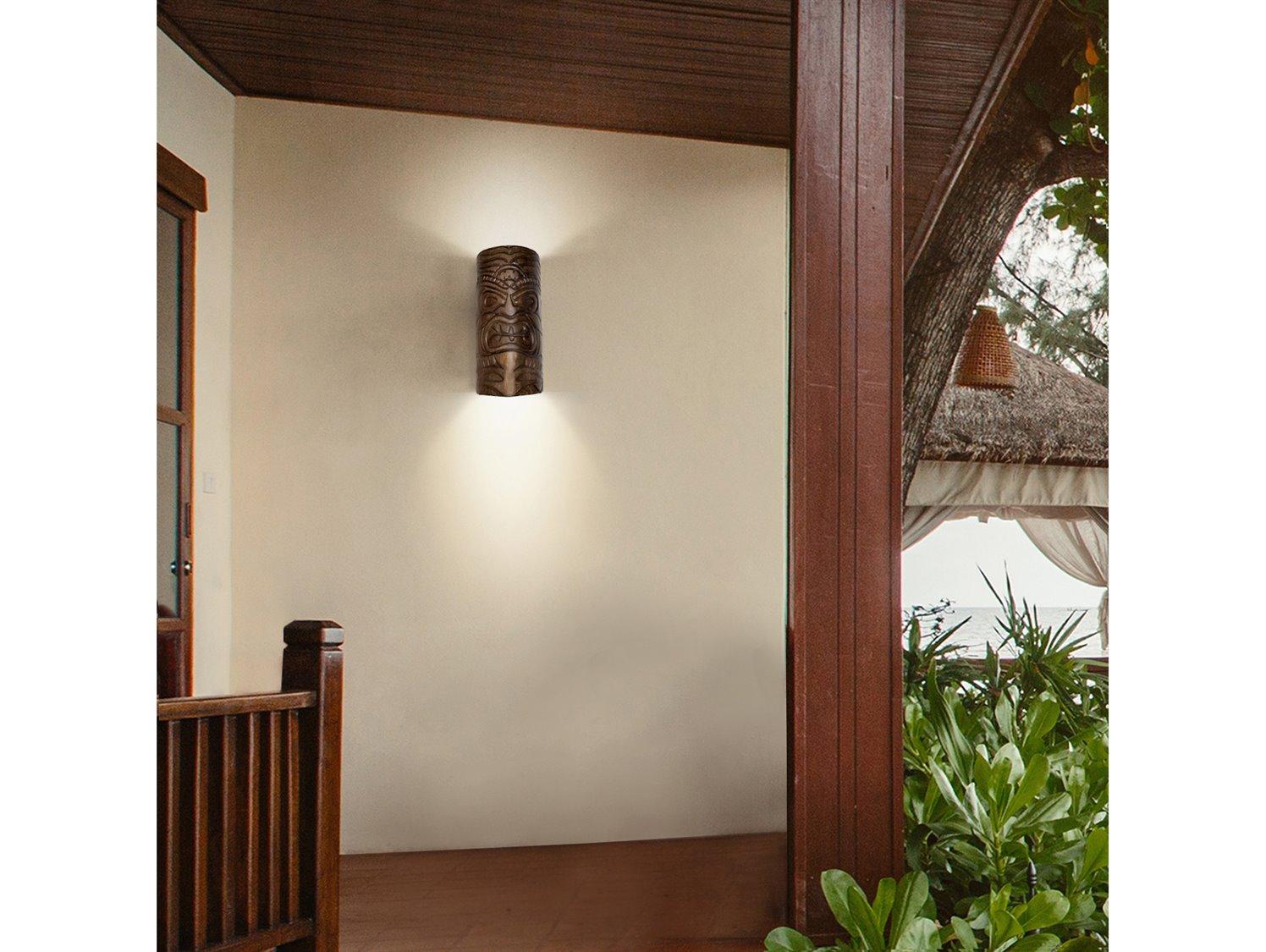 A19 Tiki 1-Light Dark Teak Brown Wall Sconce