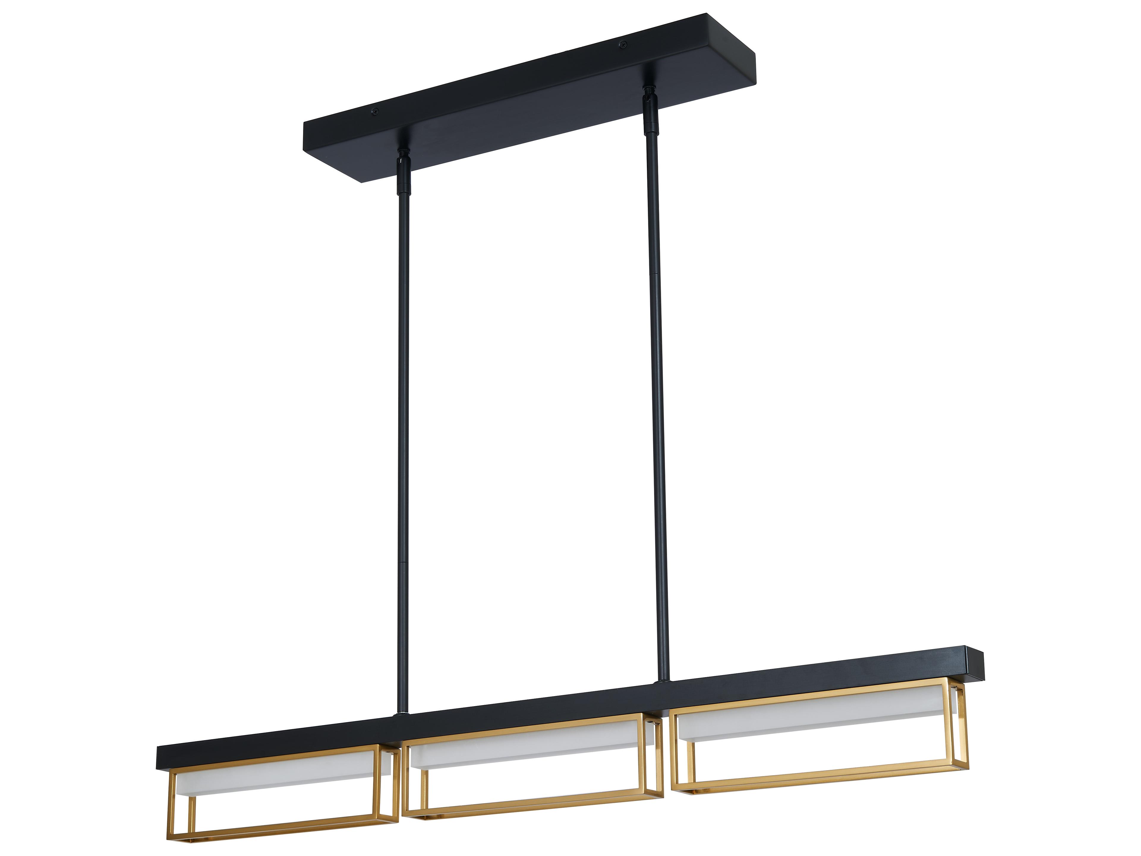 Abra Pane 3-Light Matte Black Bronze Geometric Linear Island Pendant