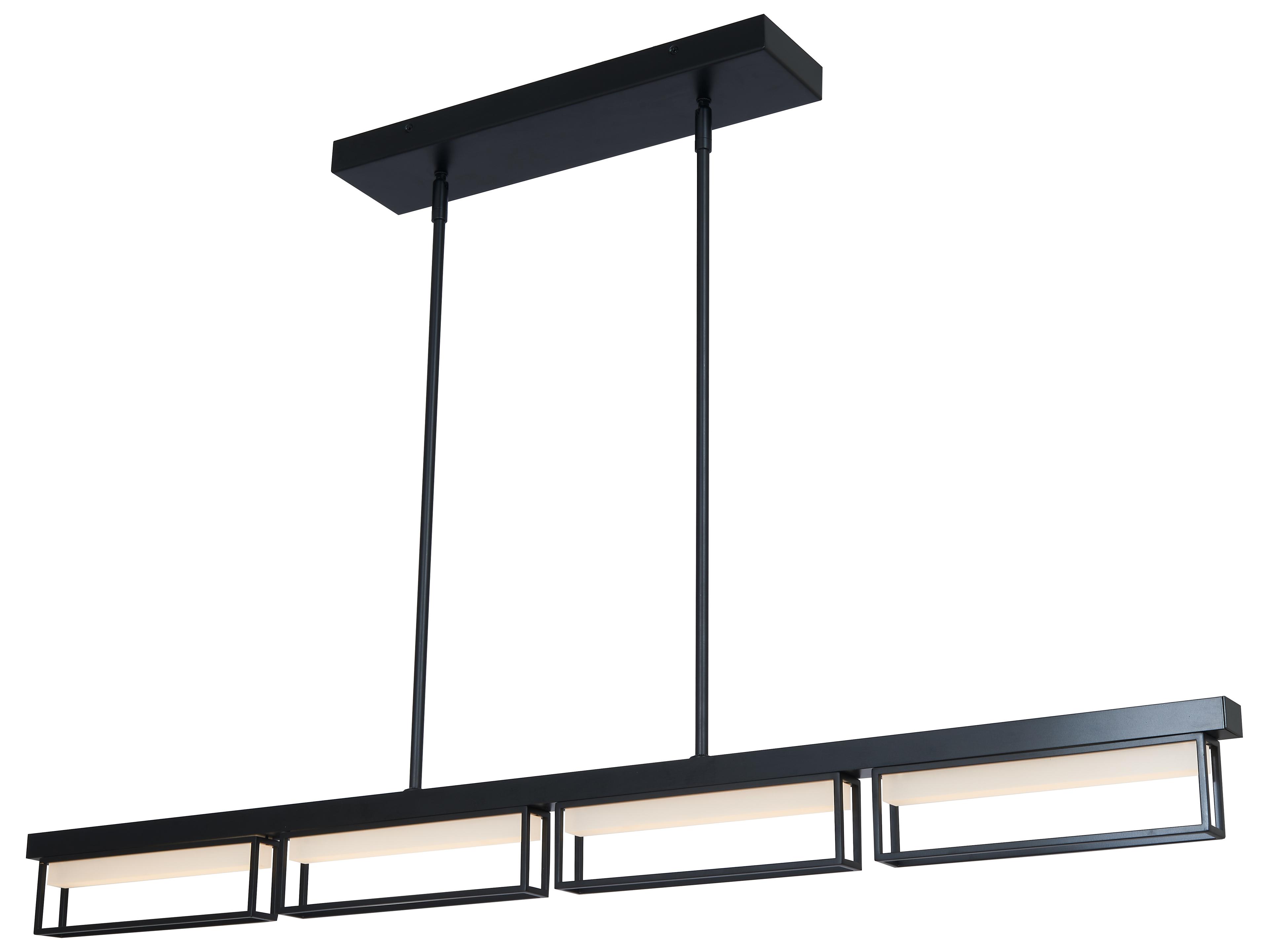 Abra Pane 4-Light Matte Black Geometric Linear Island Pendant