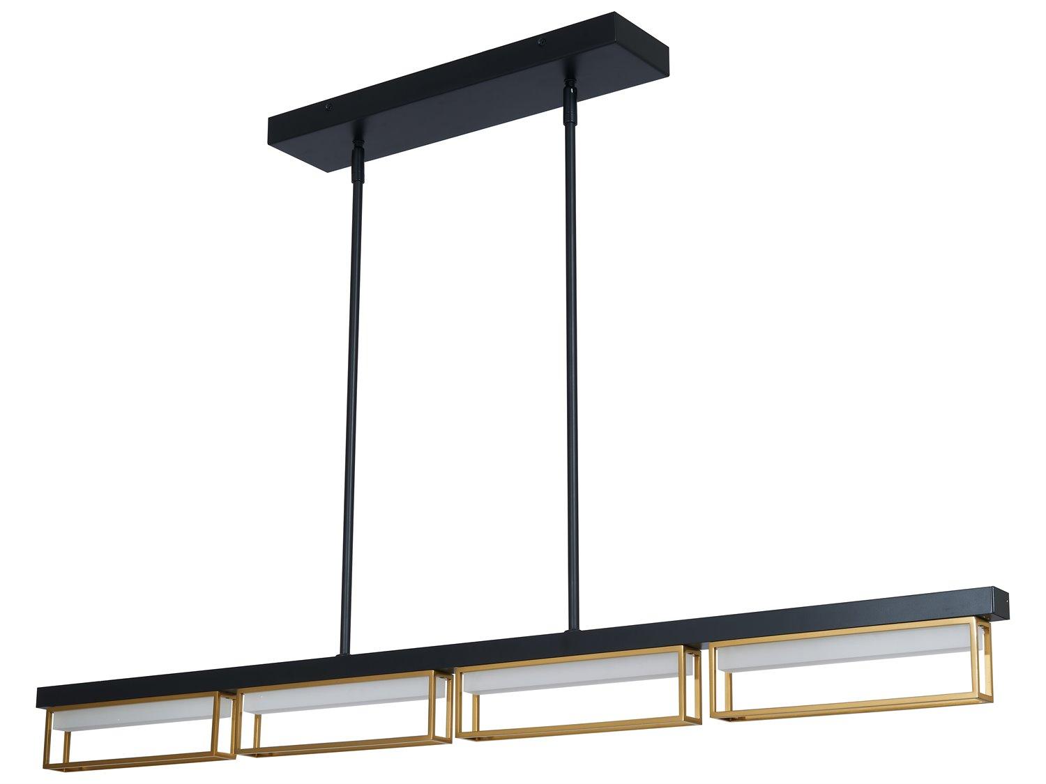 Abra Pane 4-Light Matte Black Bronze Geometric Island Pendant