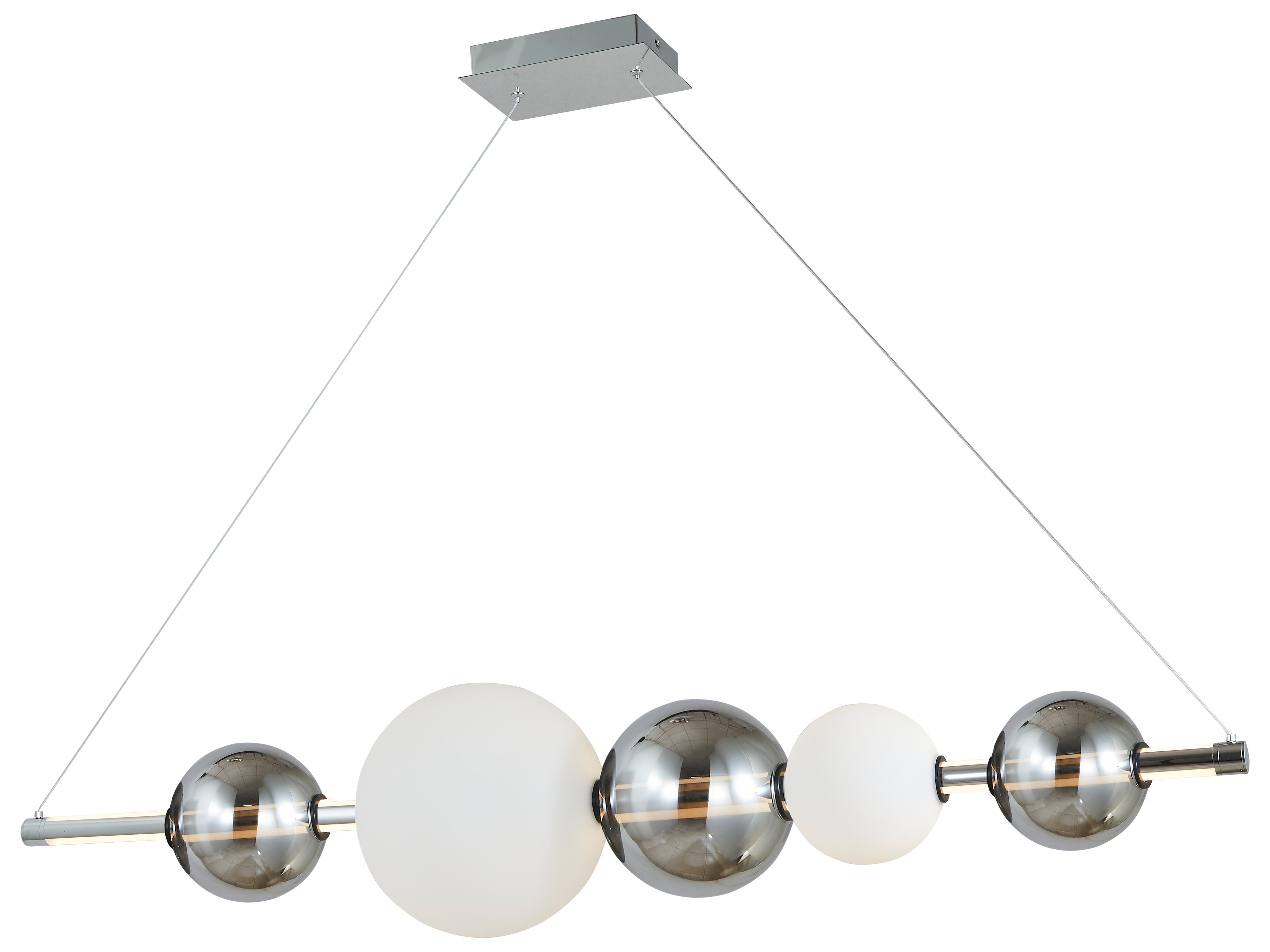 Abra Orb 1-Light Chrome Globe Linear Island Pendant