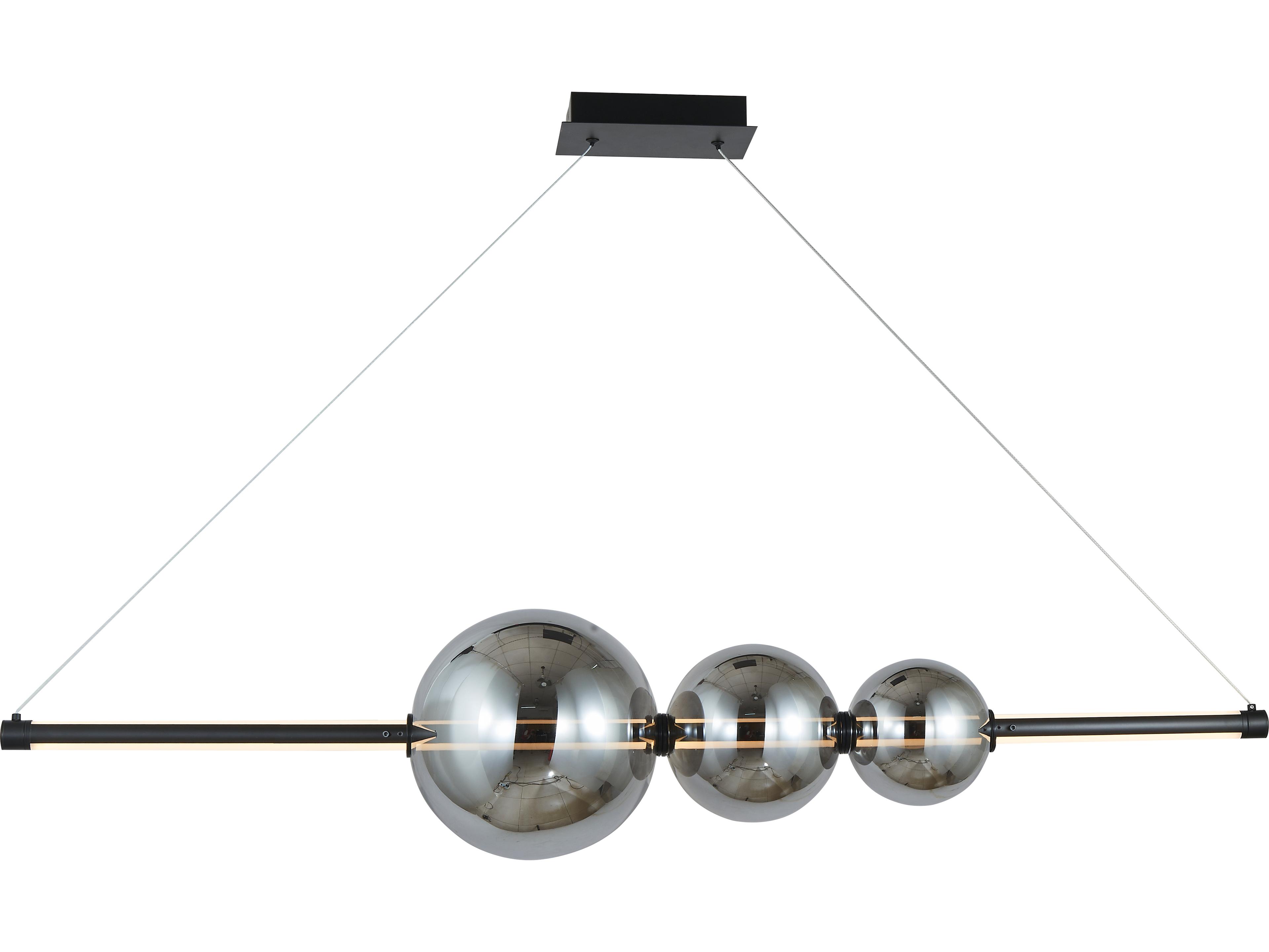 Abra Orb 1-Light Matte Black Globe Linear Island Pendant