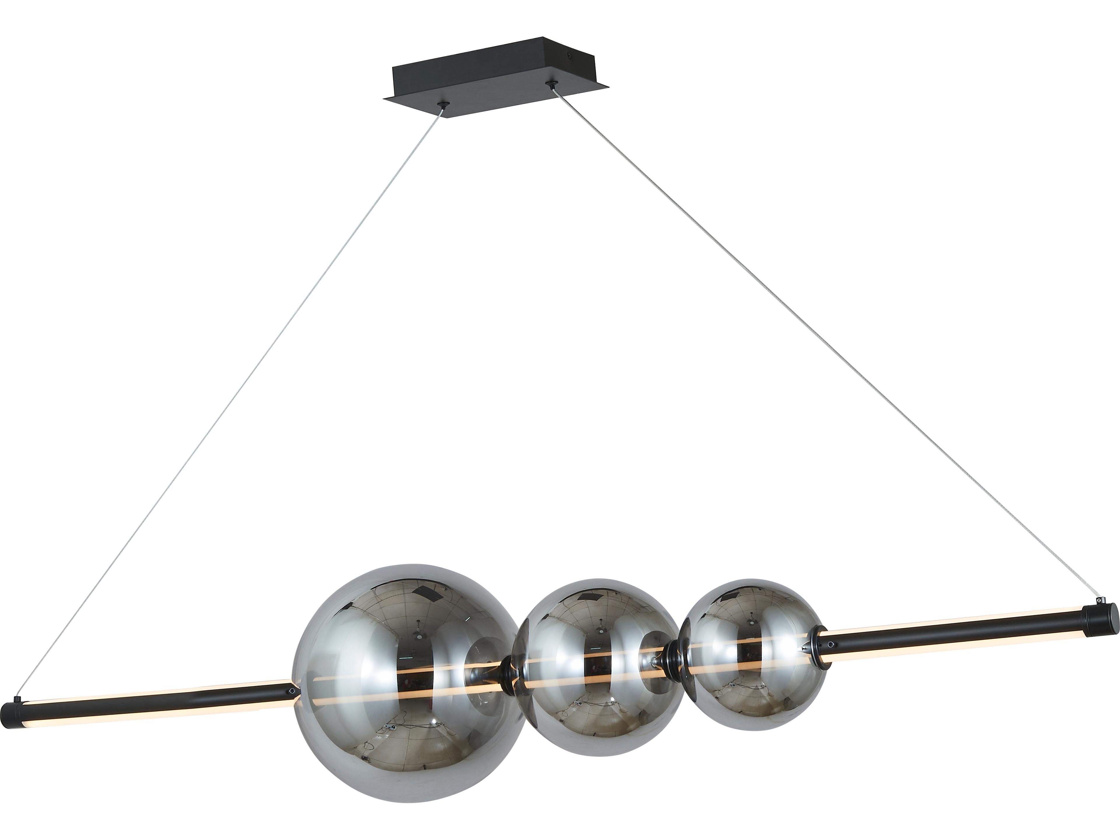 Abra Orb 1-Light Matte Black Globe Linear Island Pendant