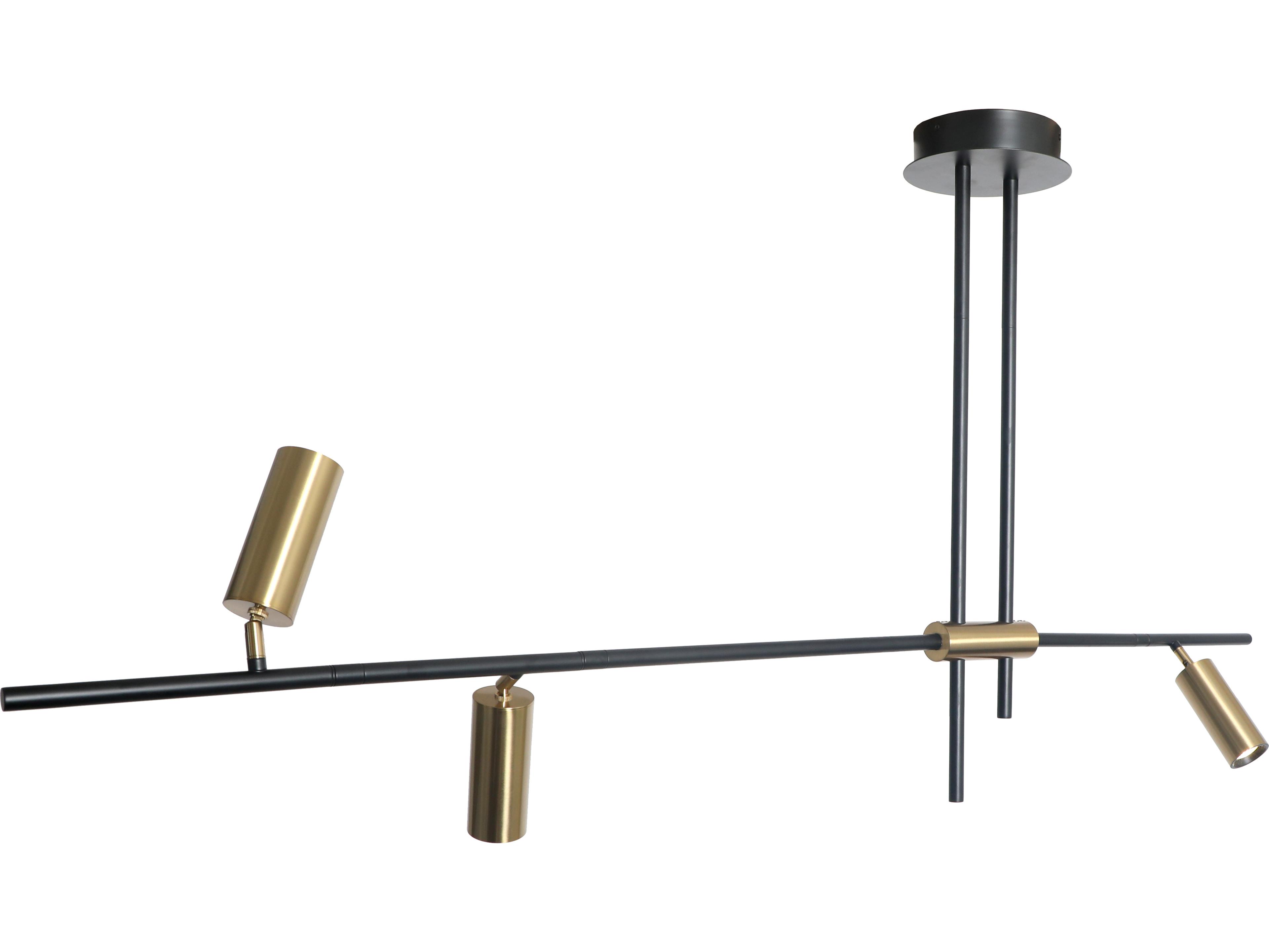 Abra Spartan 3-Light Matte Black Gold Cylinder Linear Island Pendant