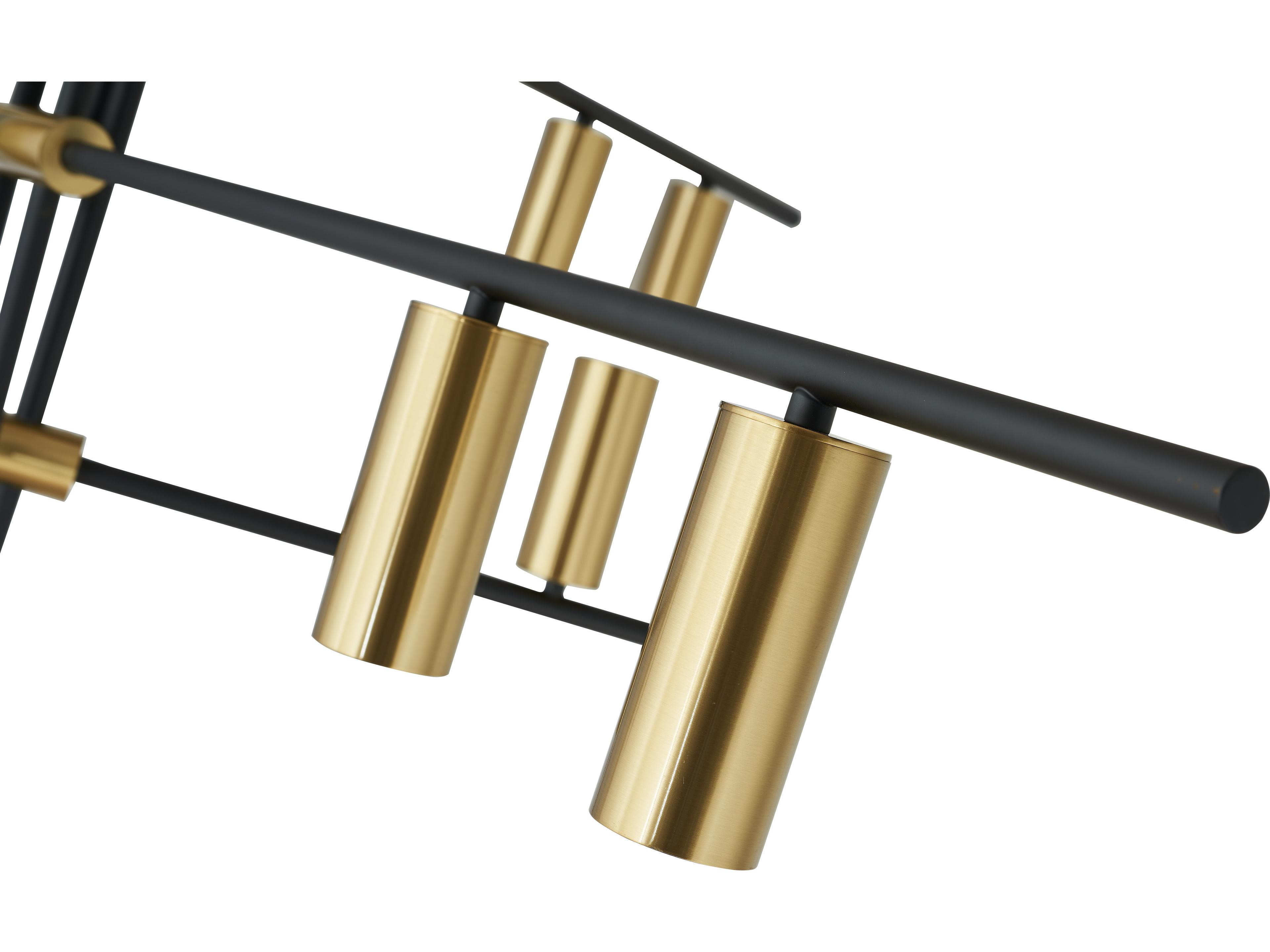 Abra Spartan 9-Light Matte Black Gold Cylinder Linear Pendant