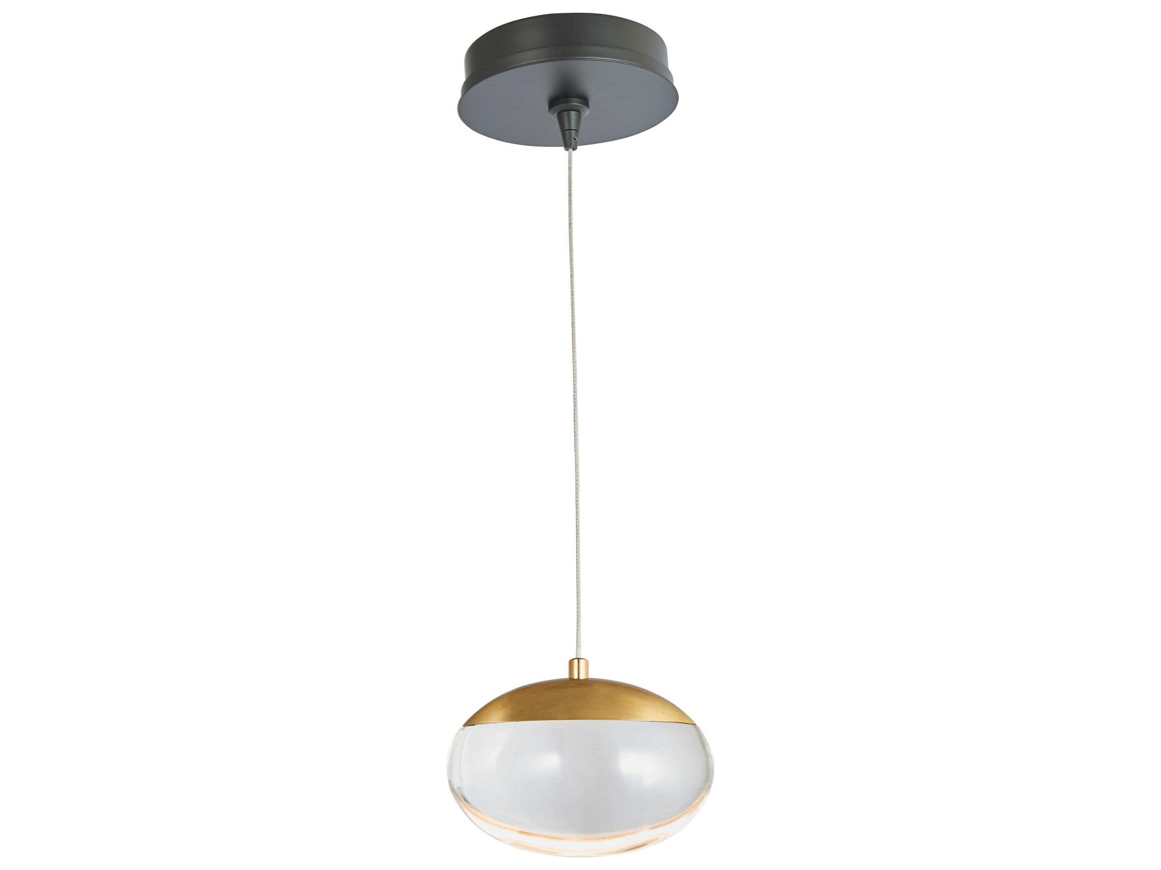 Abra Athena 1-Light Matte Black Brushed Brass Gold Round Mini Pendant