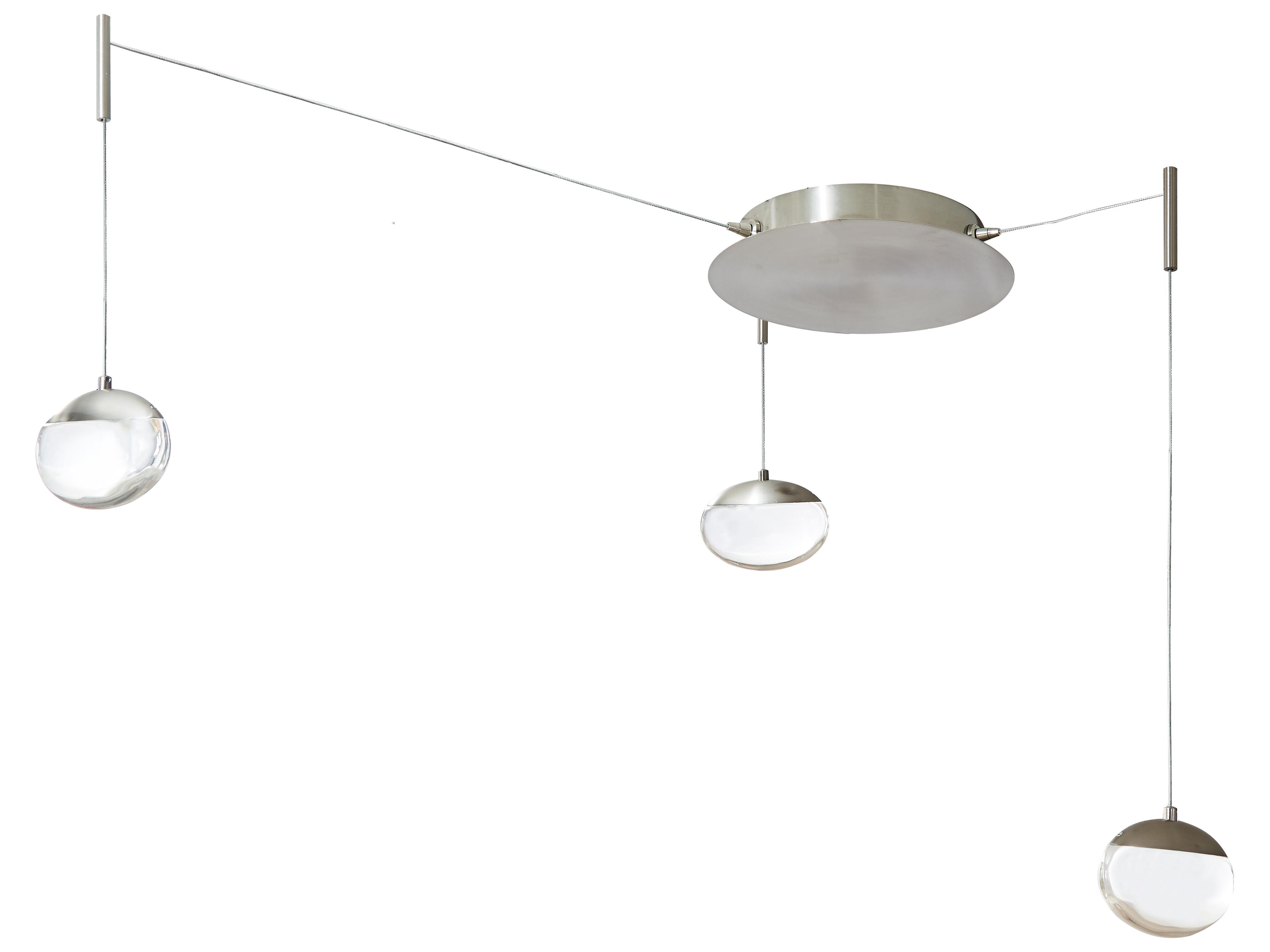 Abra Athena 3-Light Brushed Nickel Round Pendant