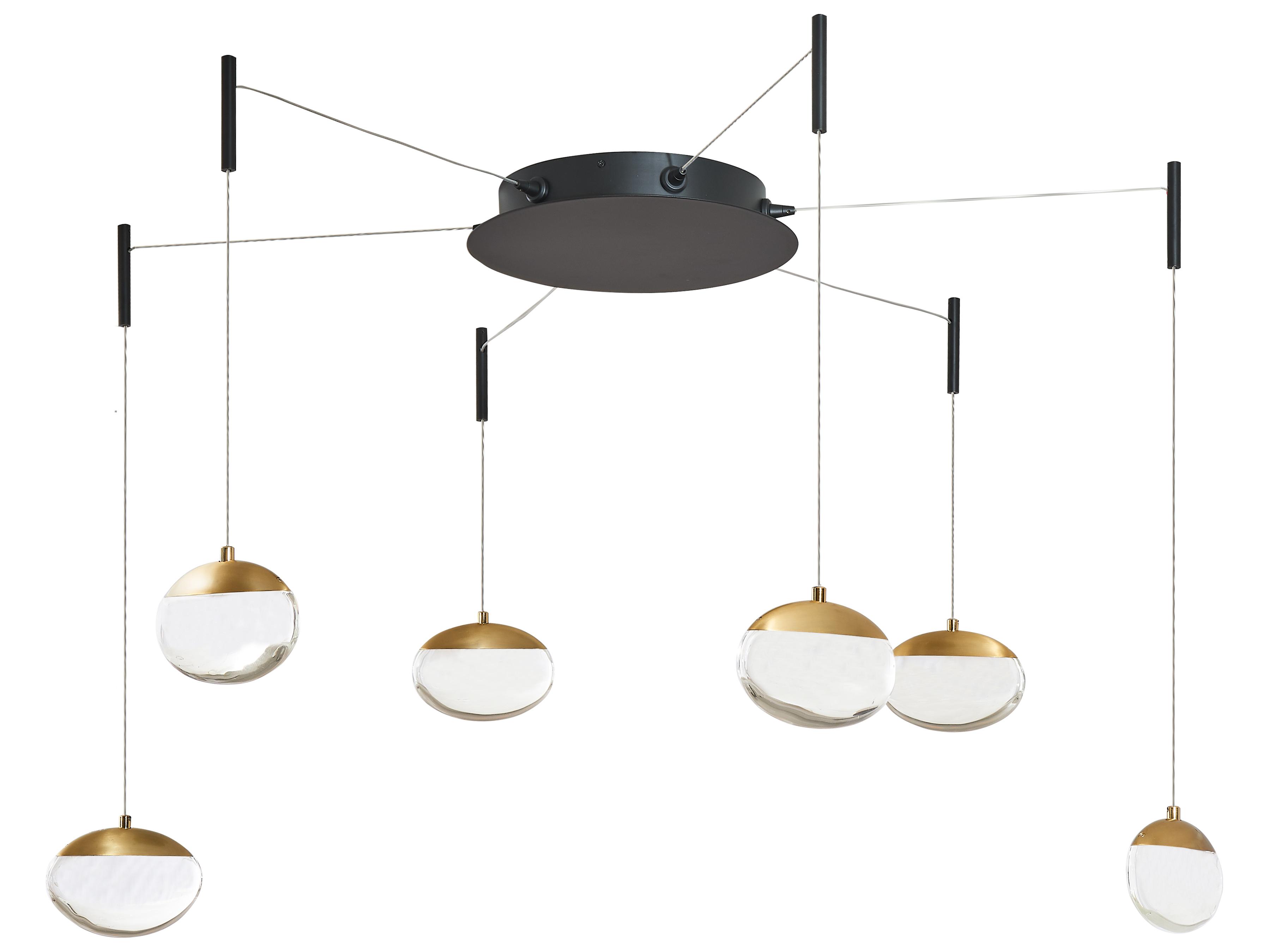 Abra Athena 6-Light Matte Black Brushed Brass Round Pendant