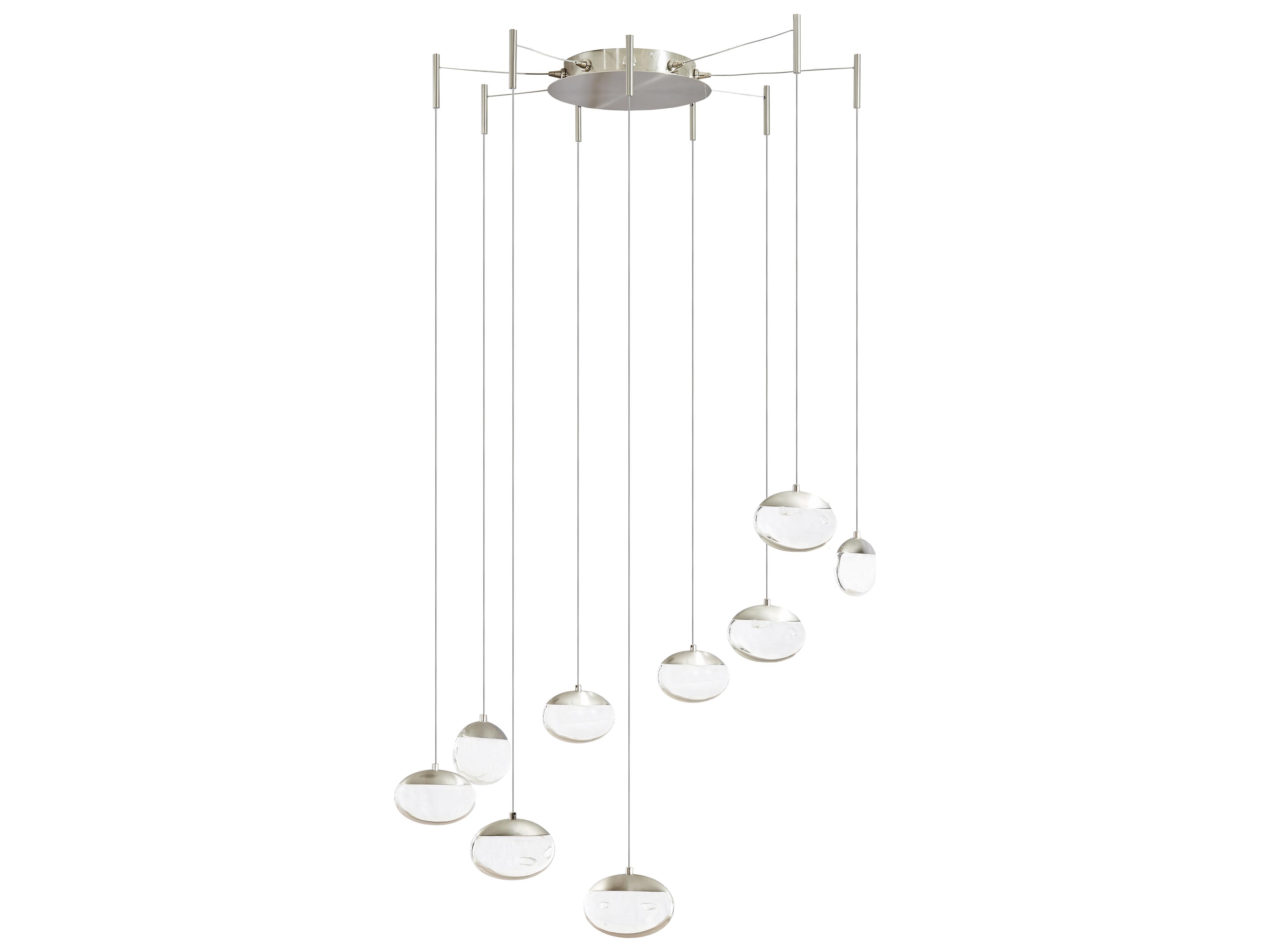 Abra Athena 9-Light Brushed Nickel Round Pendant