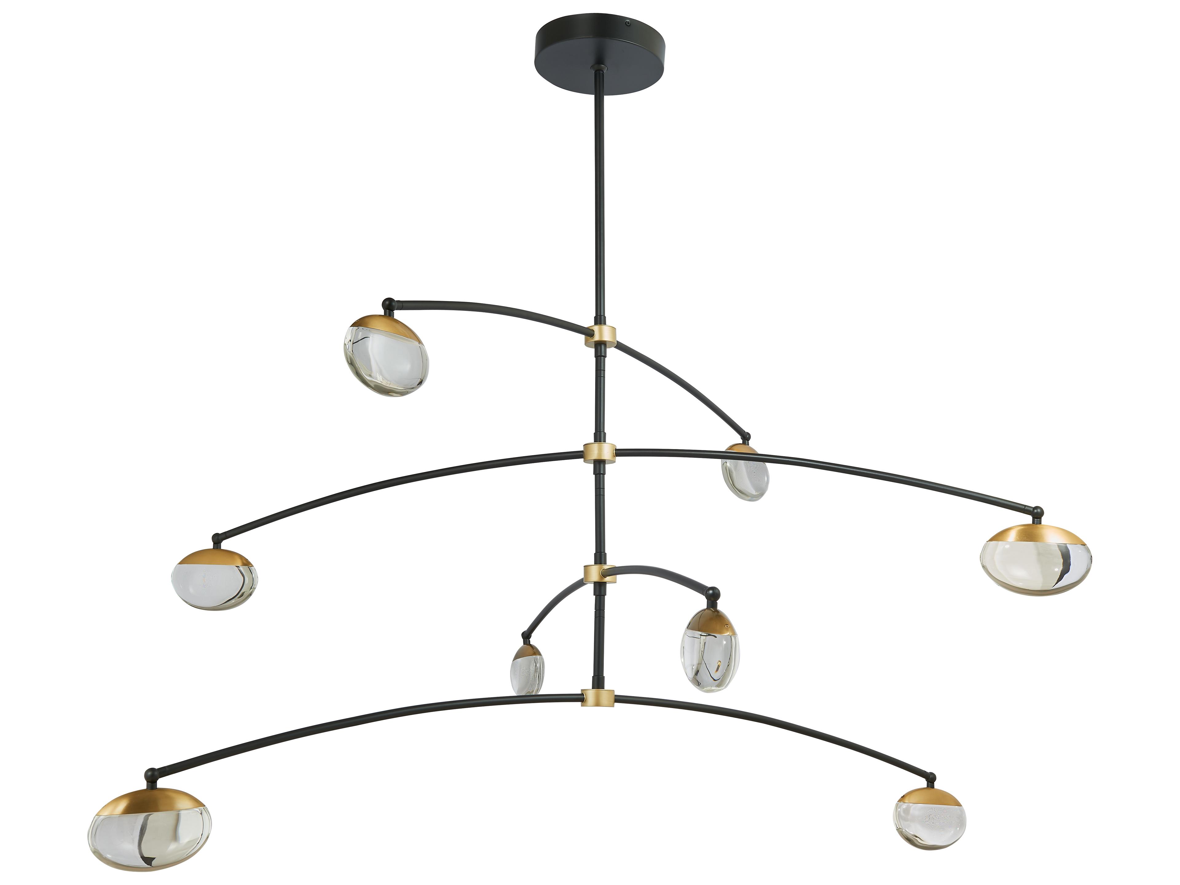 Abra Athena 8-Light Matte Black Brushed Brass Round Chandelier