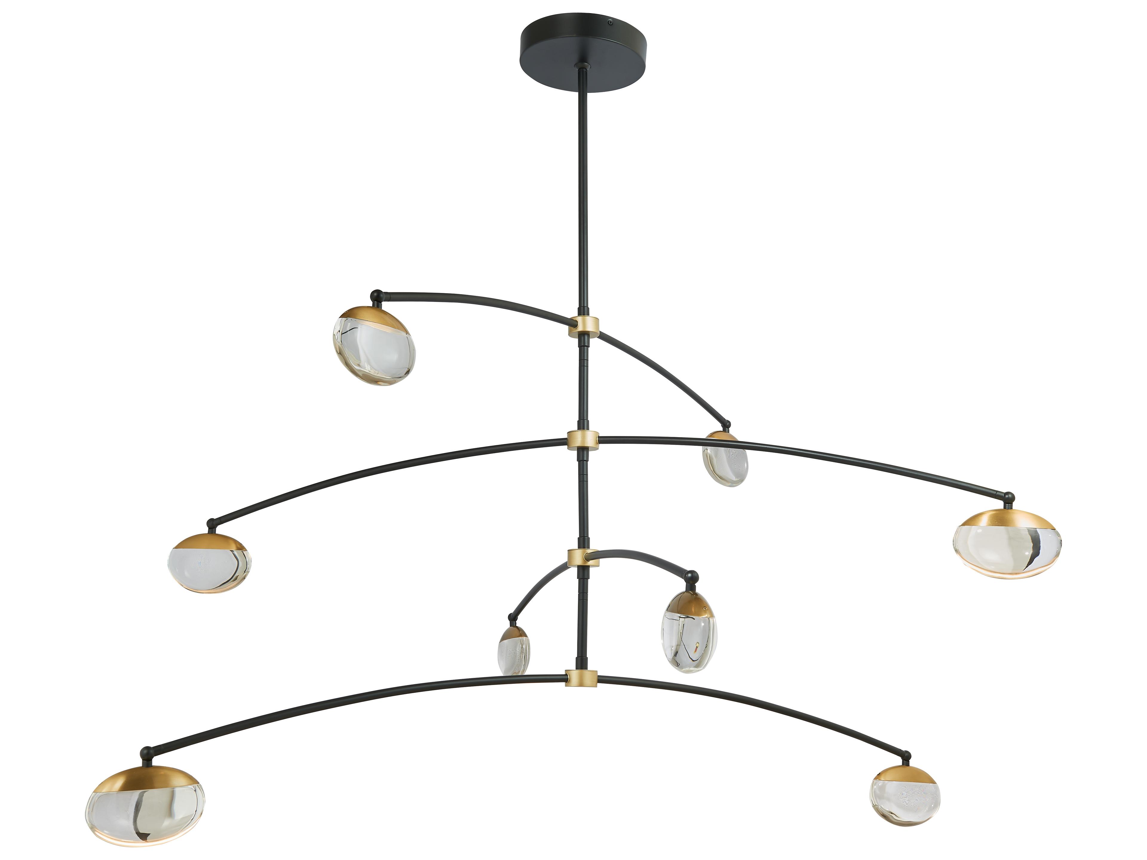 Abra Athena 8-Light Matte Black Brushed Brass Round Chandelier