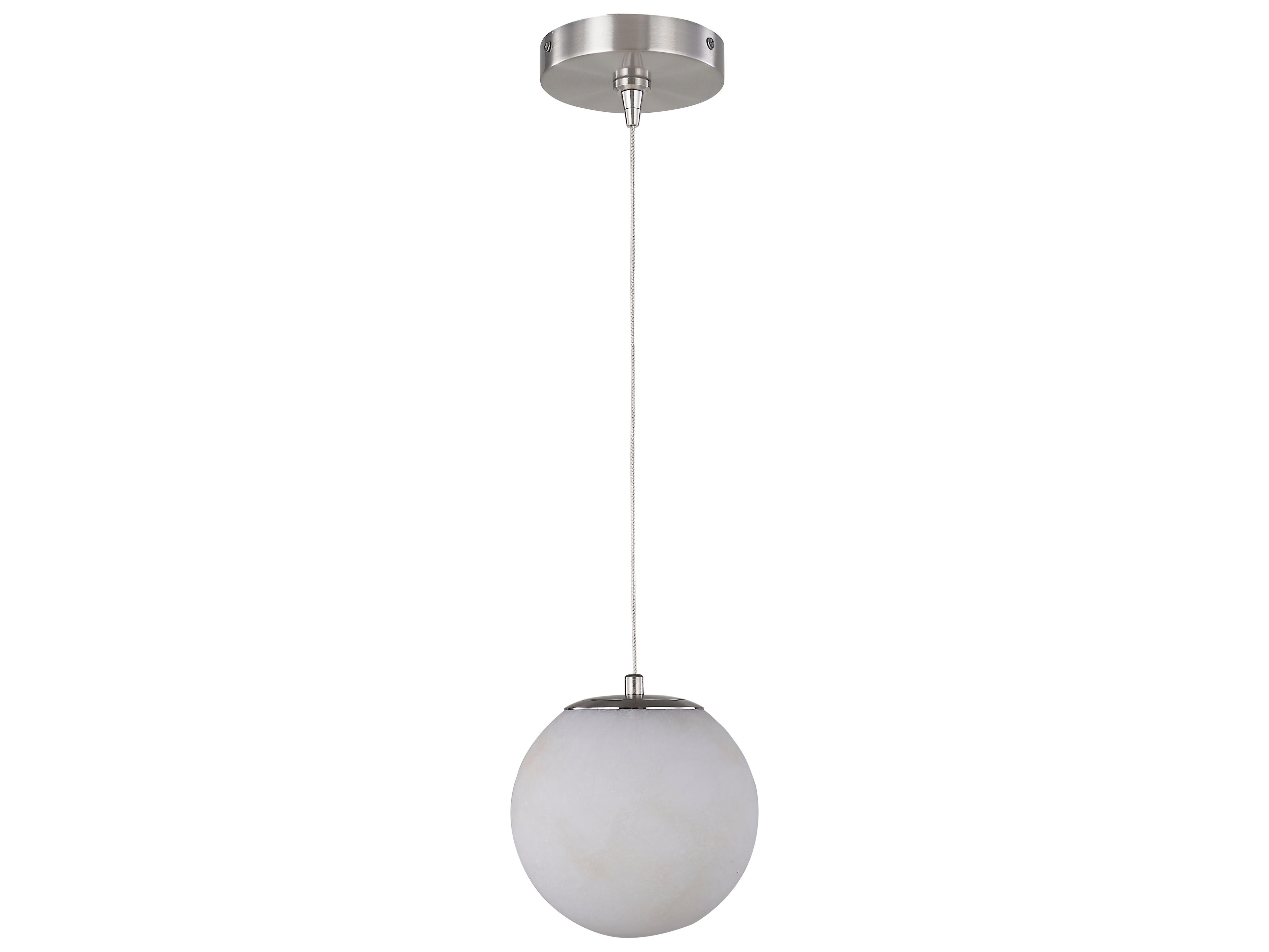 Abra Stone 1-Light Brushed Nickel Globe Mini Pendant