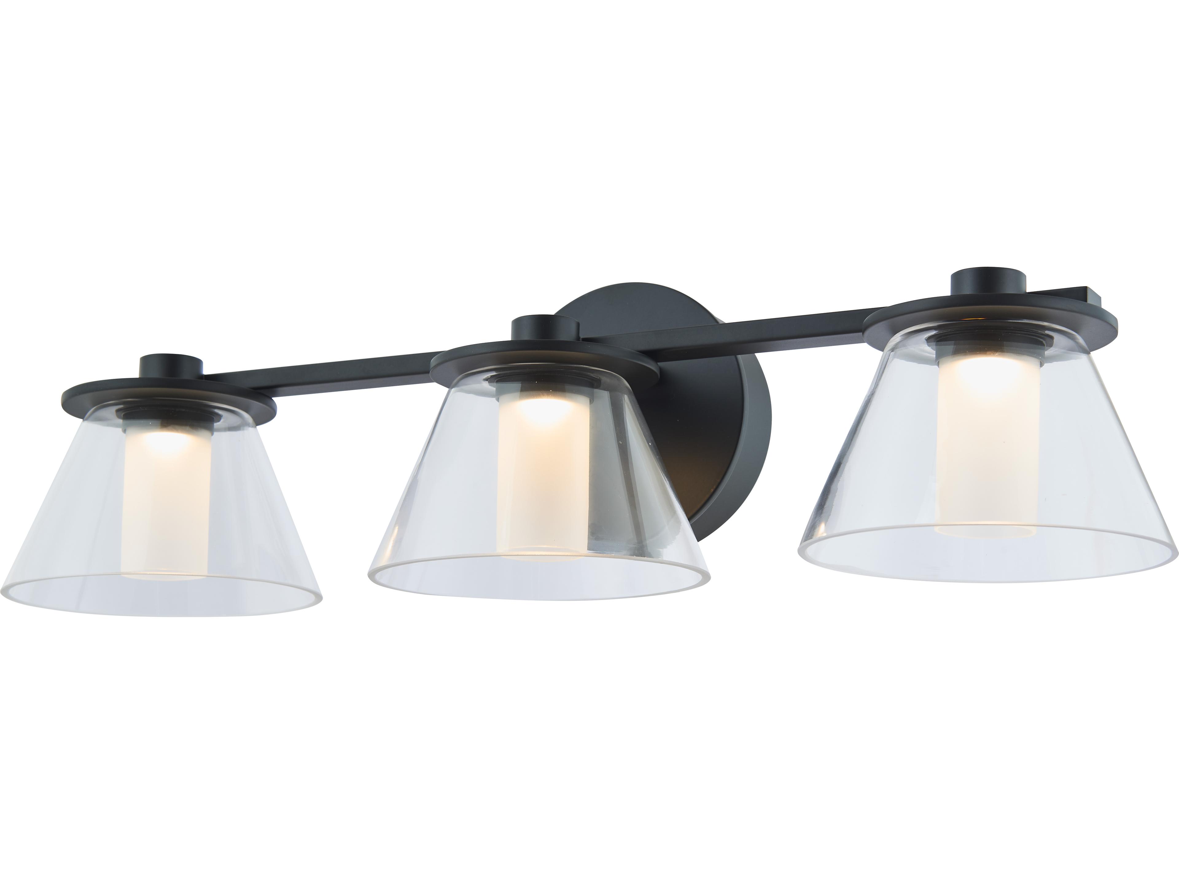 Abra Cone 3-Light Black Vanity Light