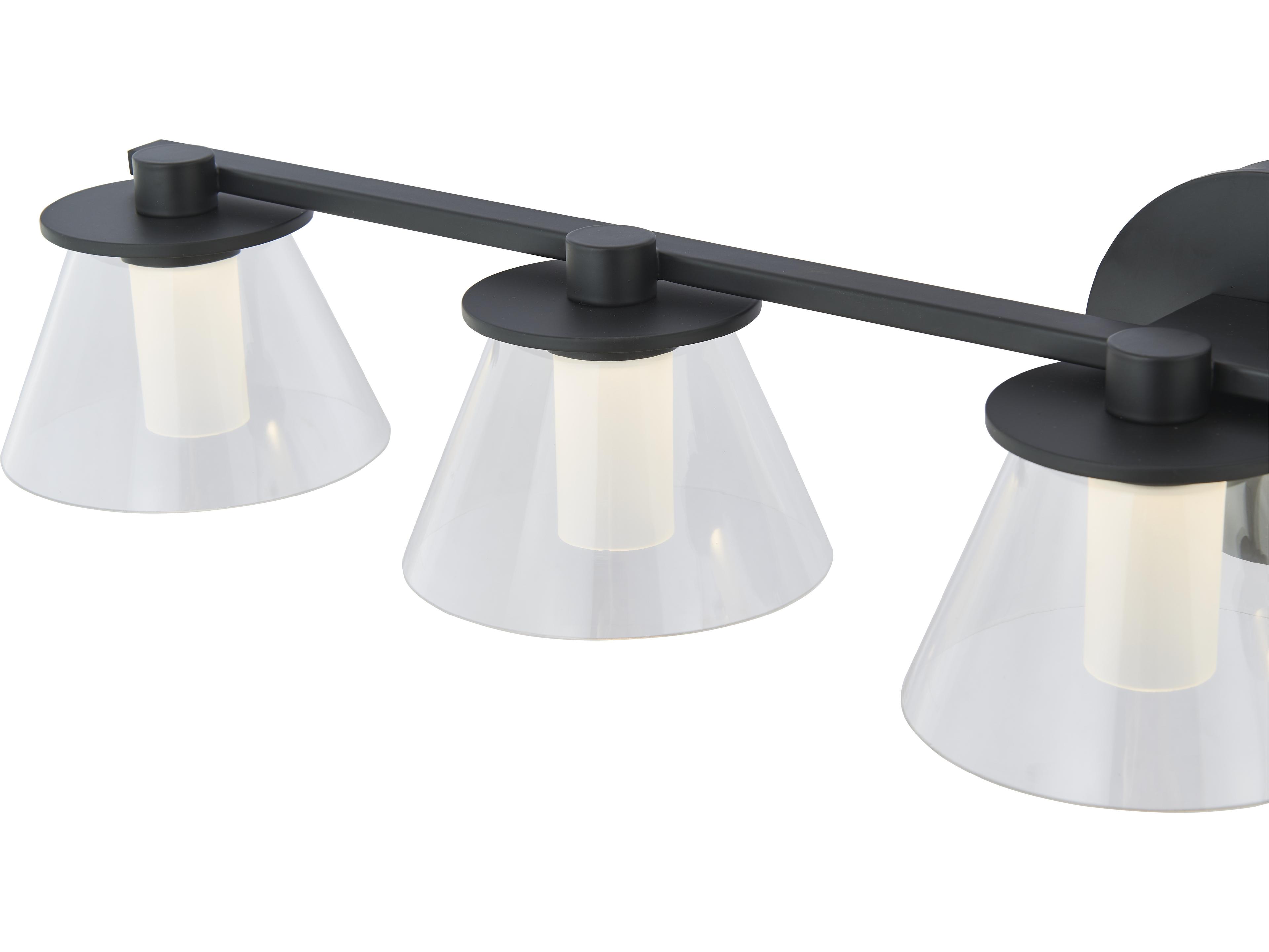 Abra Cone 3-Light Black Vanity Light