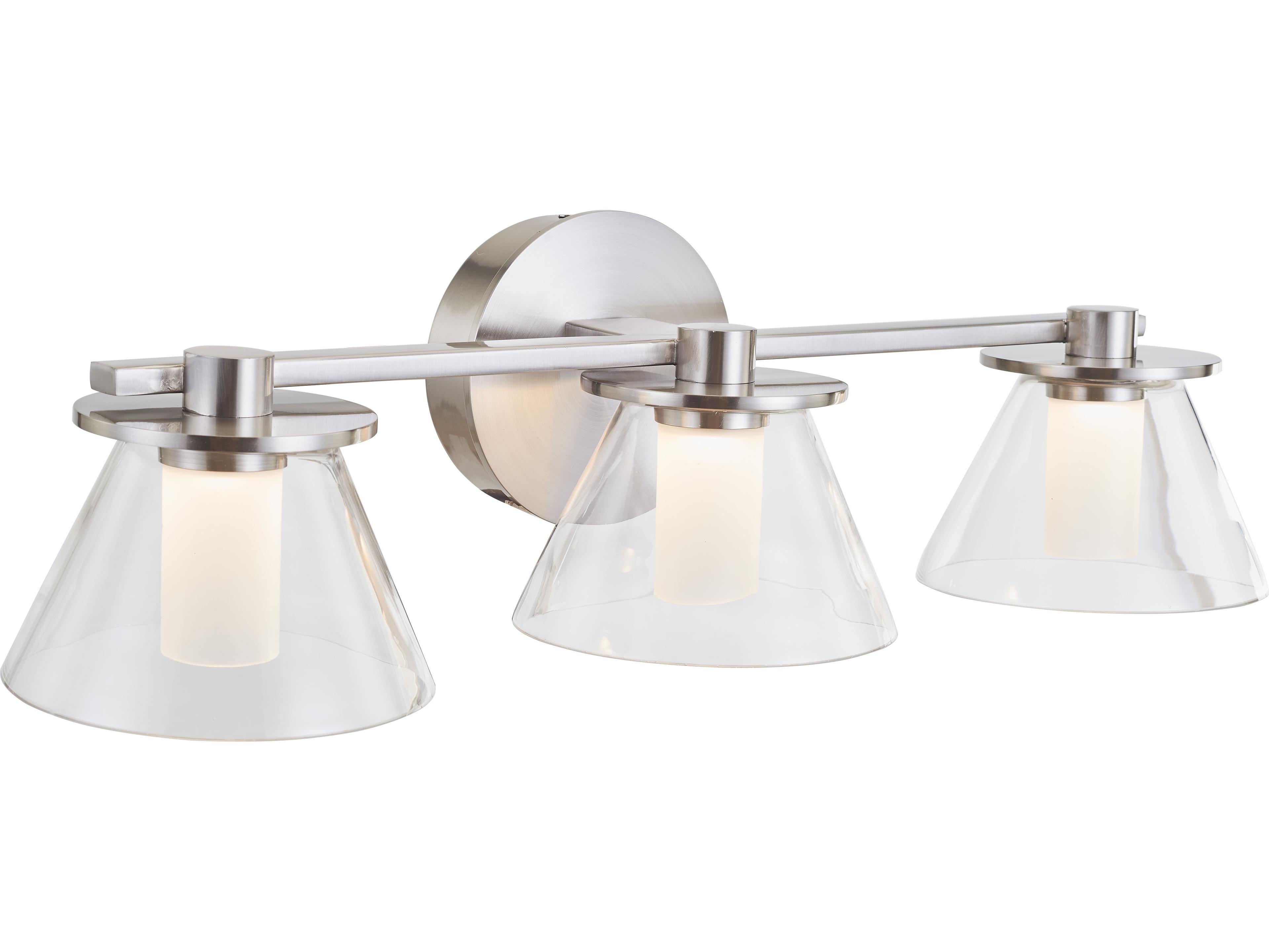 Abra Cone 3-Light Brushed Nickel Vanity Light