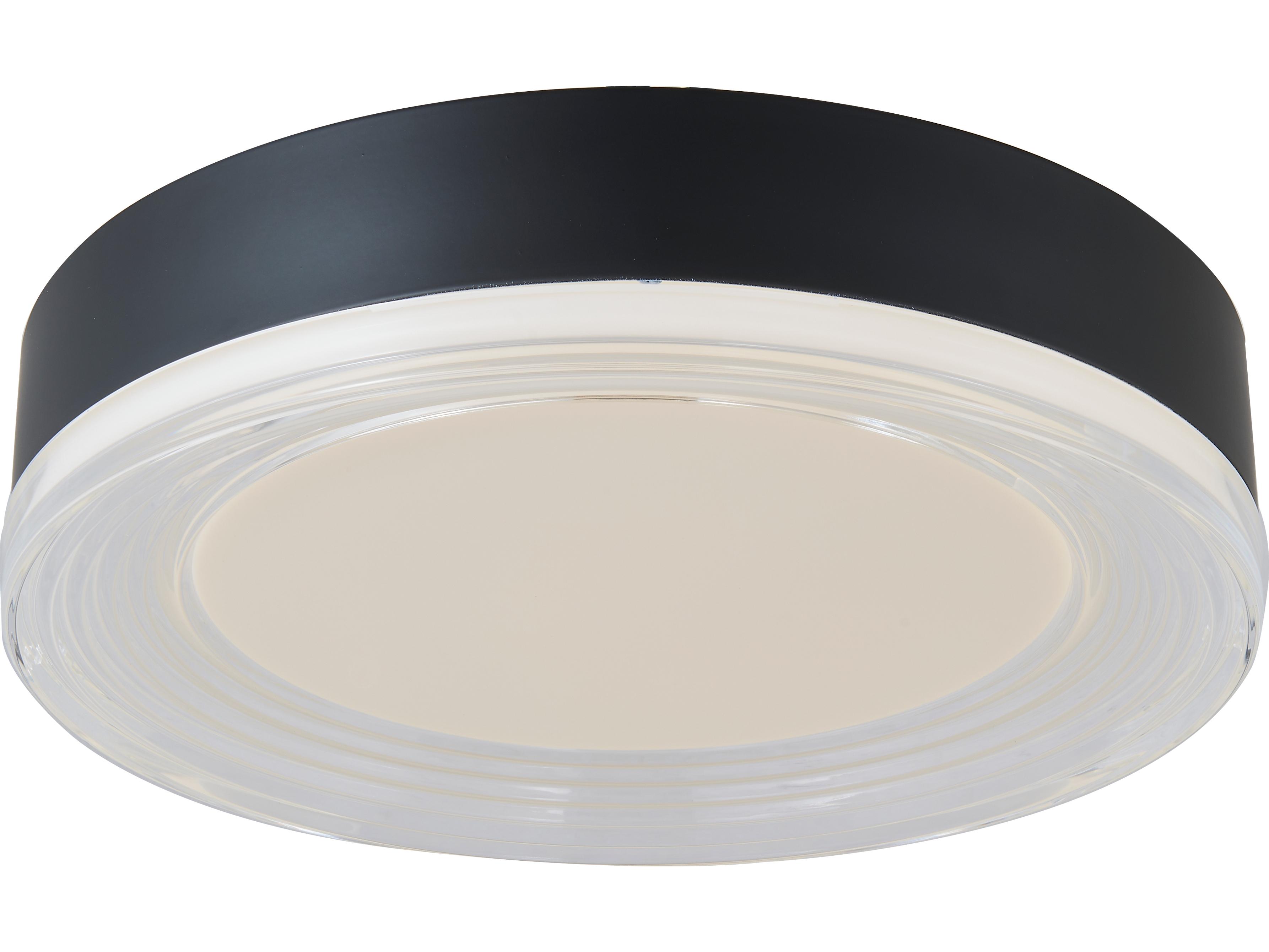 Abra Waves 1-Light Matte Black Round Flush Mount