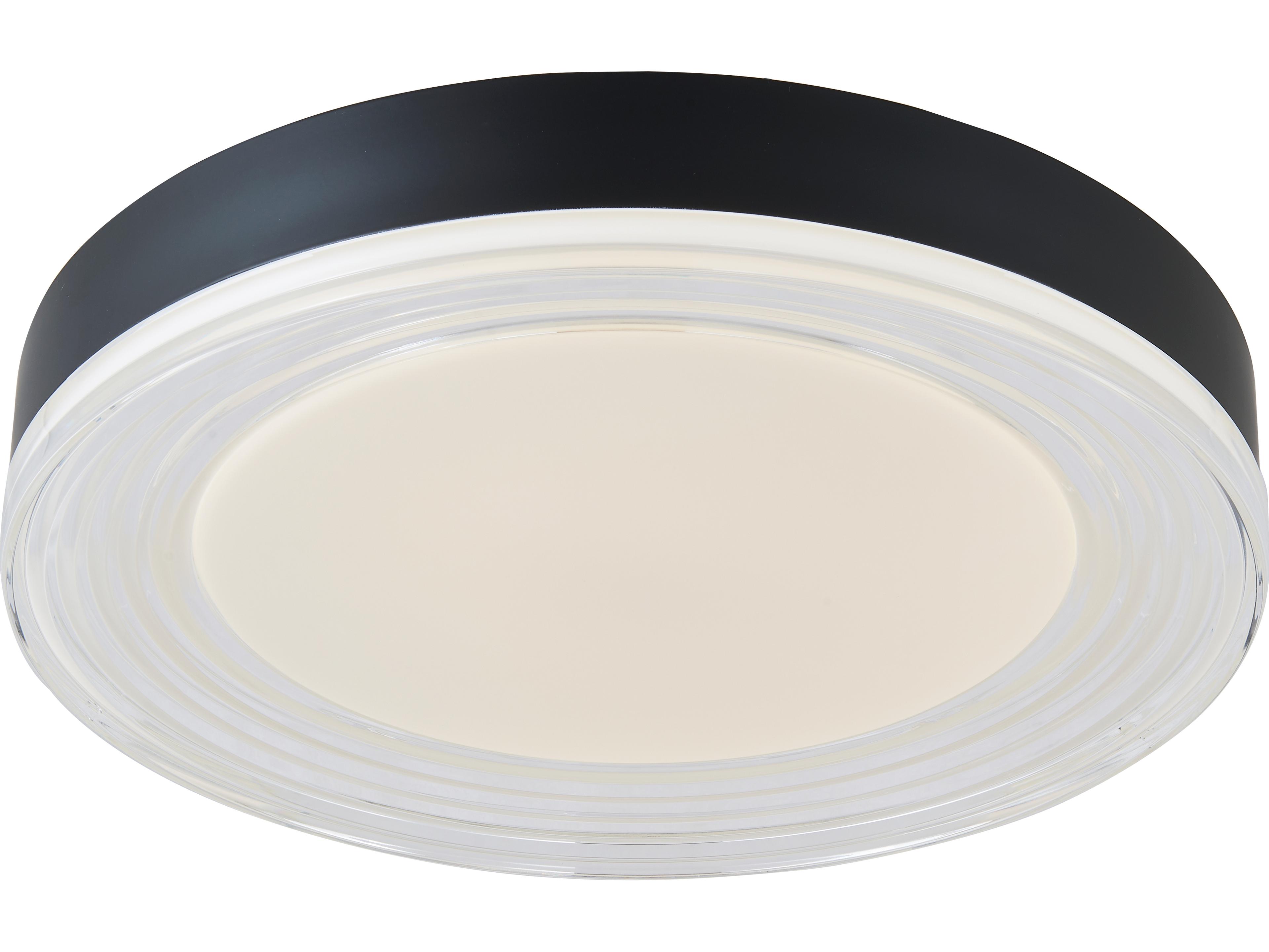 Abra Waves 1-Light Matte Black Round Flush Mount
