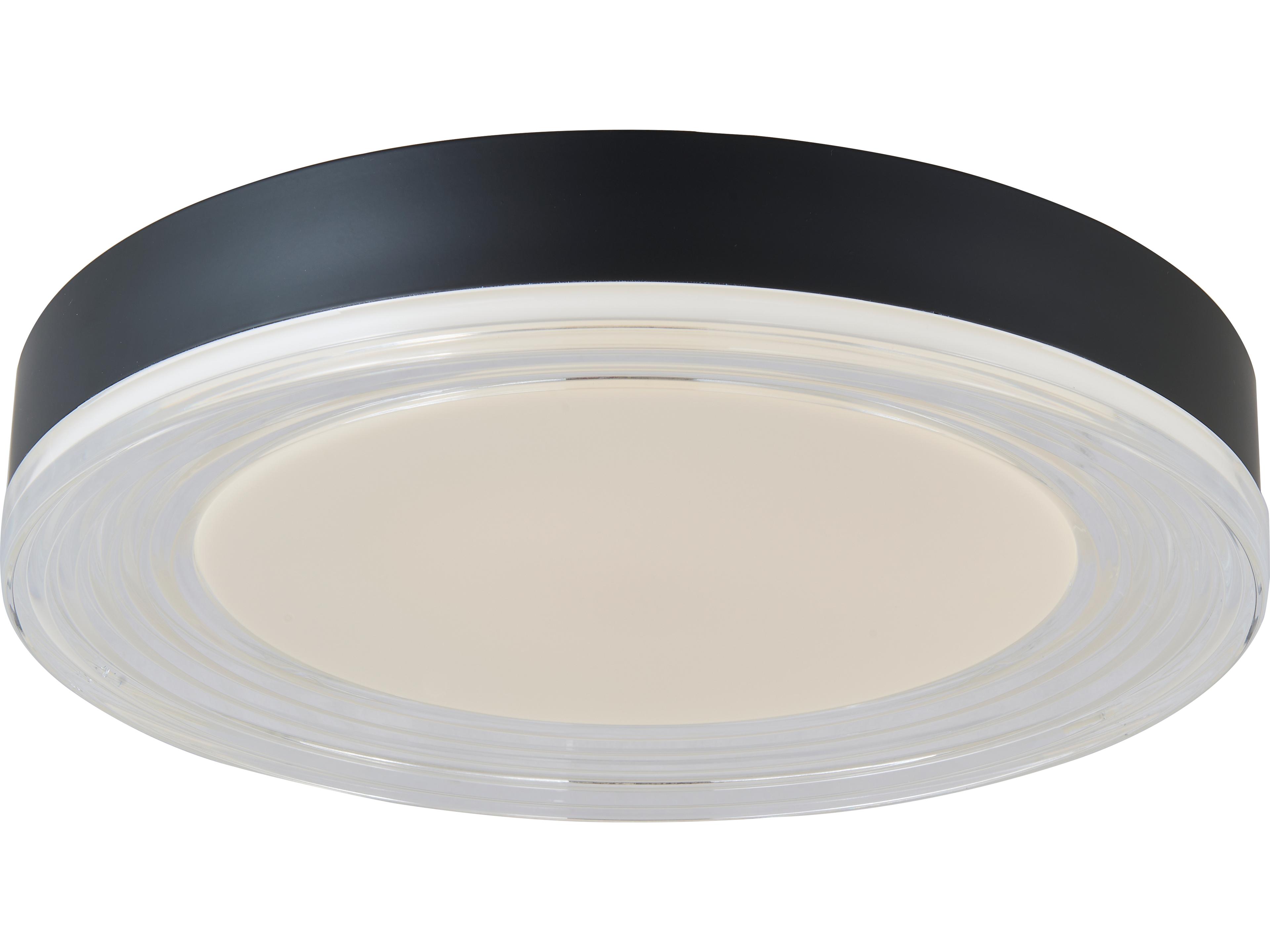 Abra Waves 1-Light Matte Black Round Flush Mount