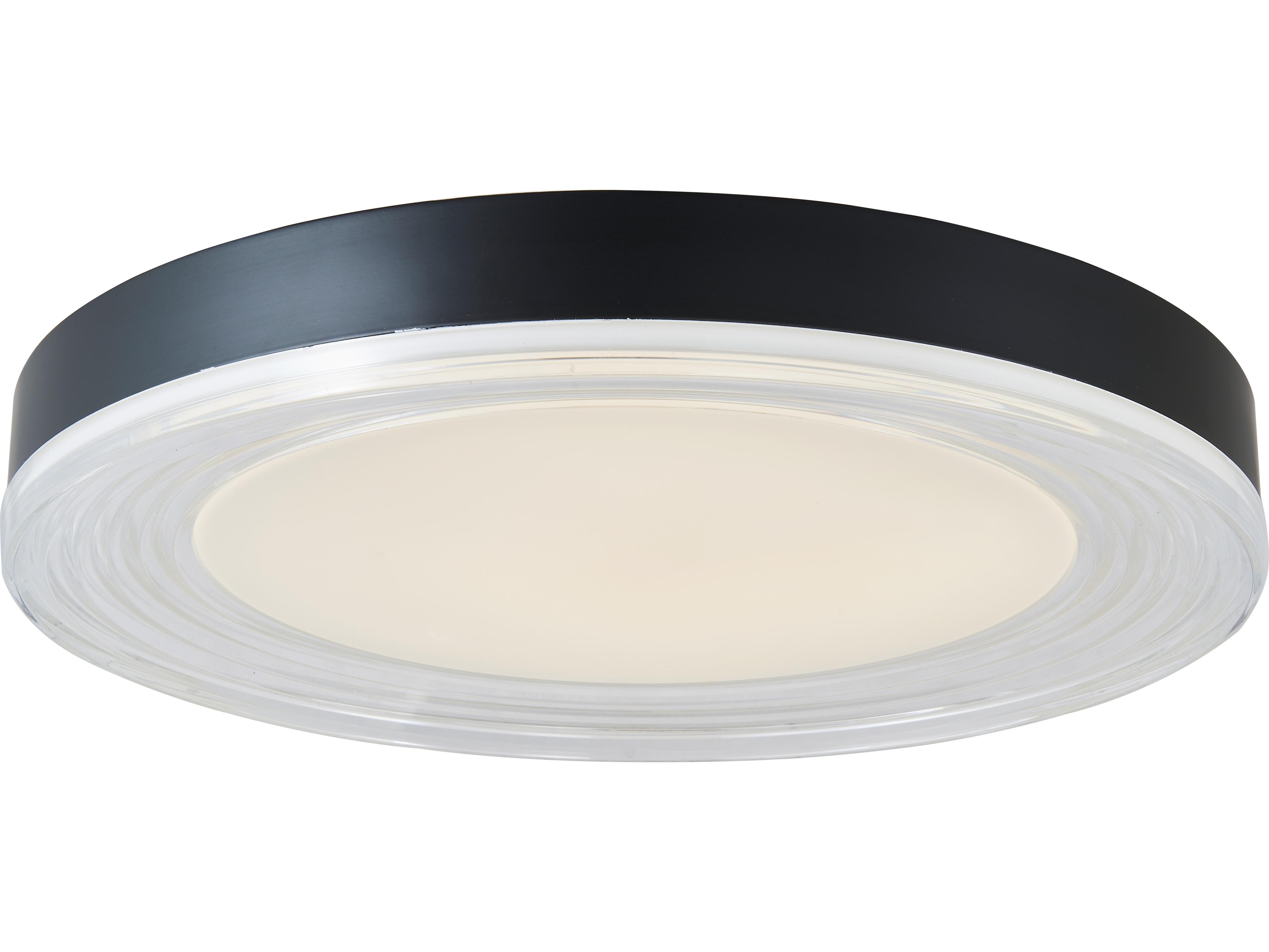 Abra Waves 1-Light Matte Black Round Flush Mount