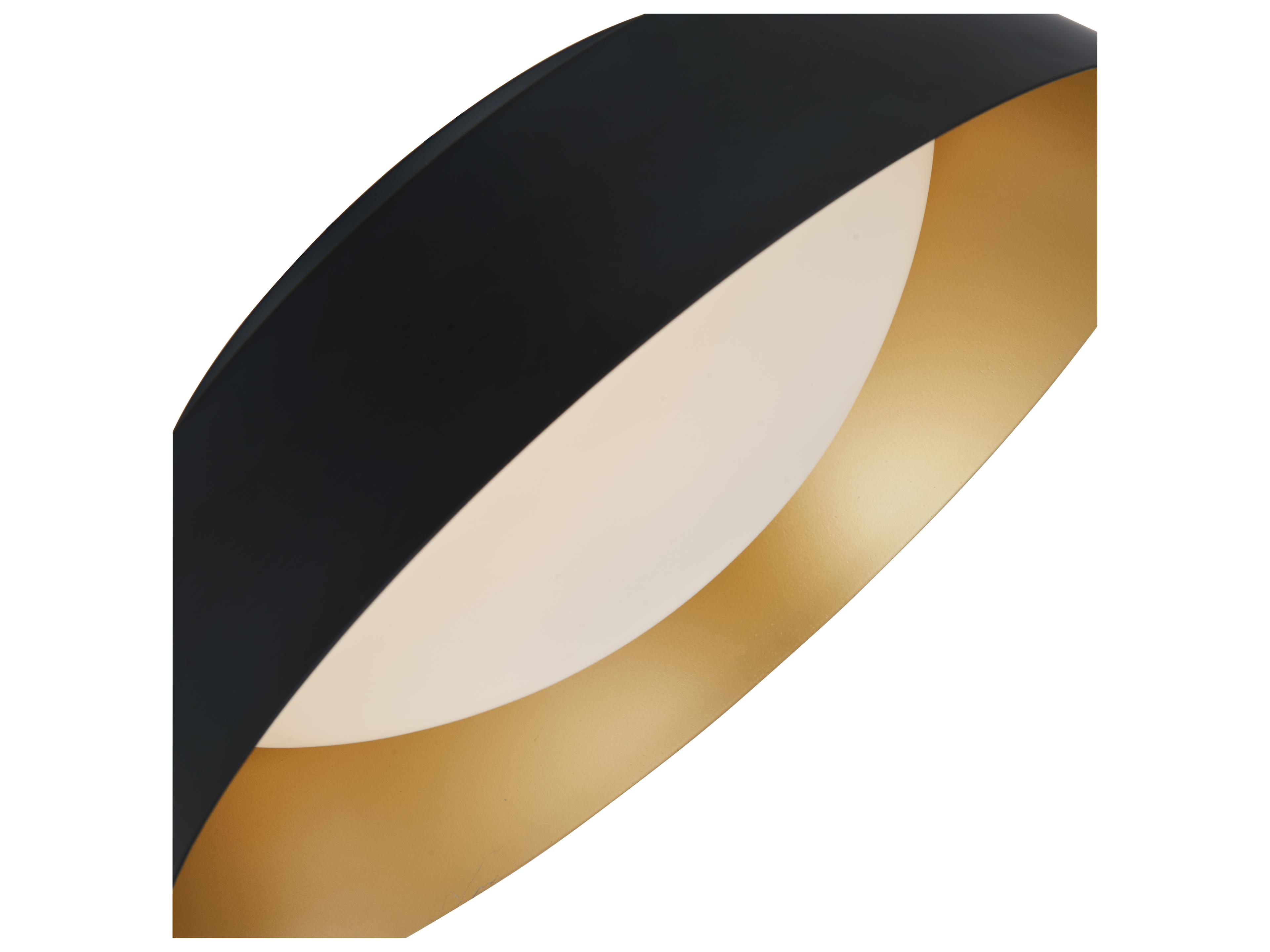 Abra Flare 1-Light Matte Black Gold Dome Round Flush Mount