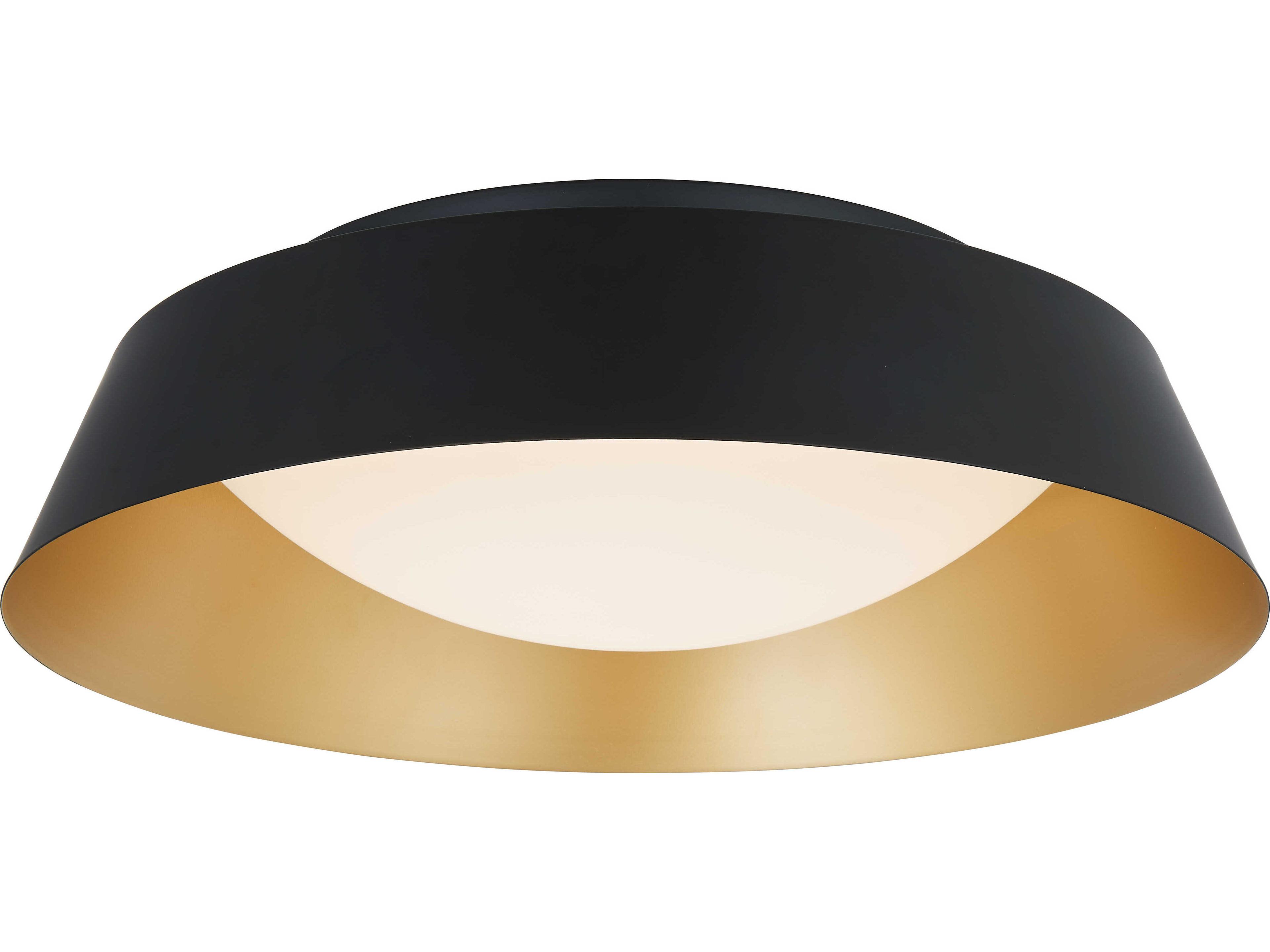 Abra Flare 1-Light Matte Black Gold Dome Round Flush Mount