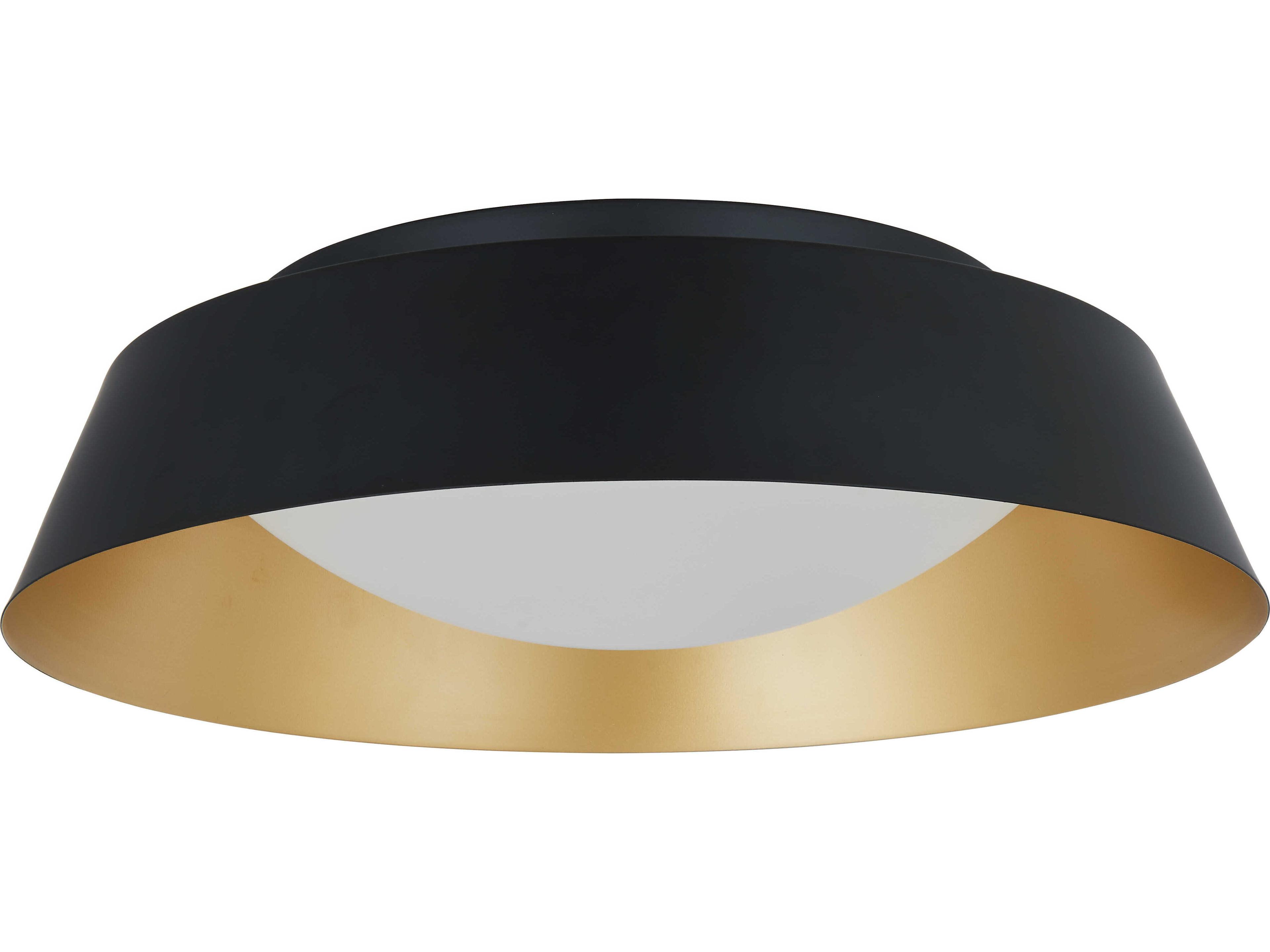 Abra Flare 1-Light Matte Black Gold Dome Round Flush Mount