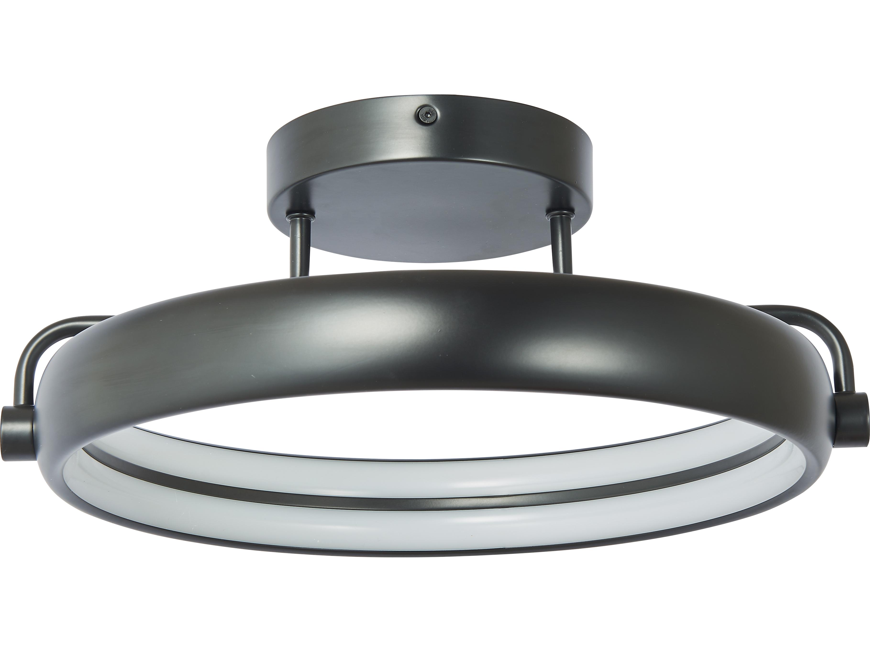 Abra Rave 1-Light Matte Black Round Semi Flush Mount