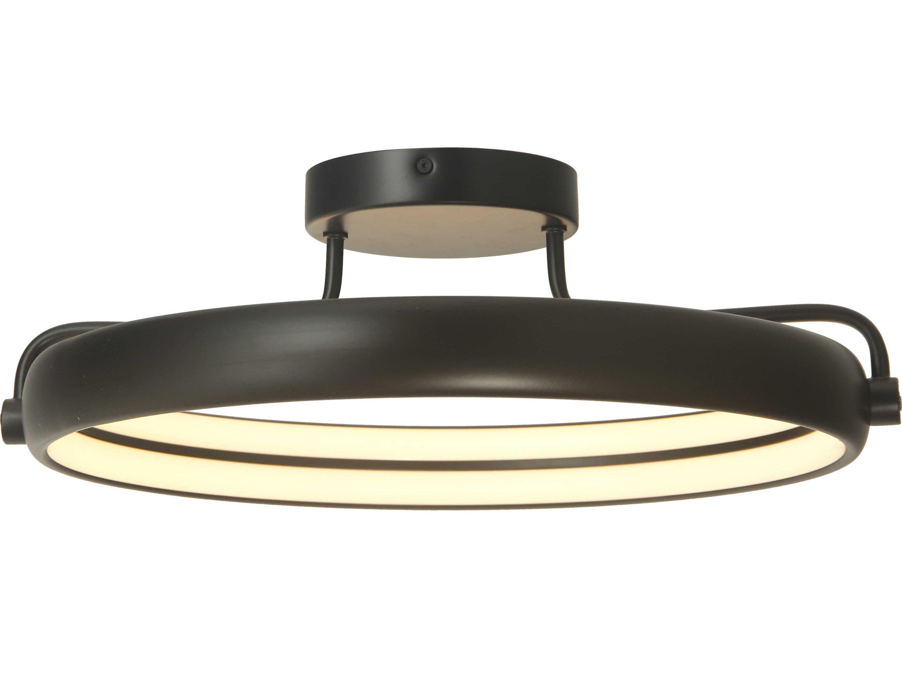 Abra Rave 1-Light Matte Black Round Semi Flush Mount