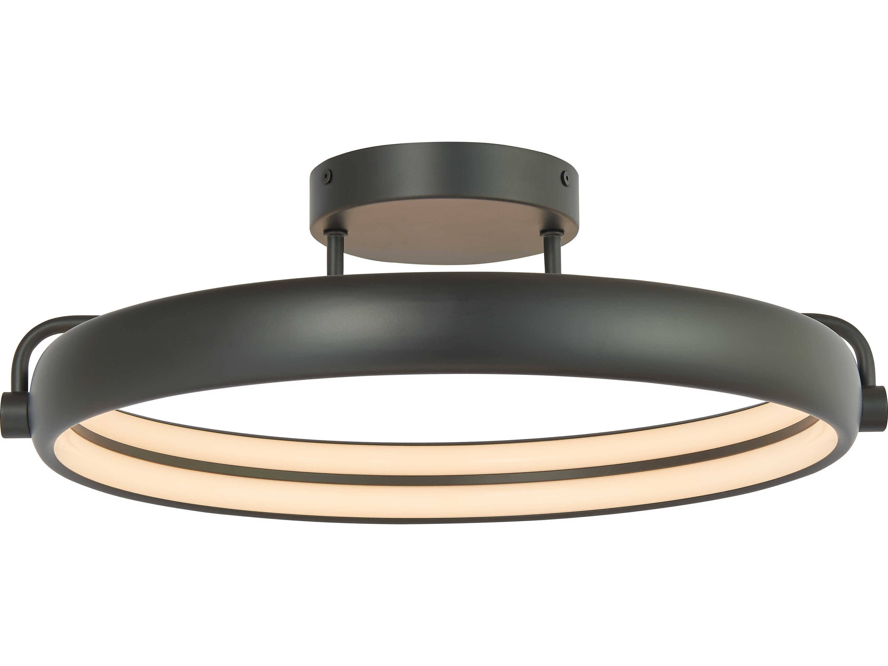 Abra Rave 1-Light Matte Black Round Semi Flush Mount