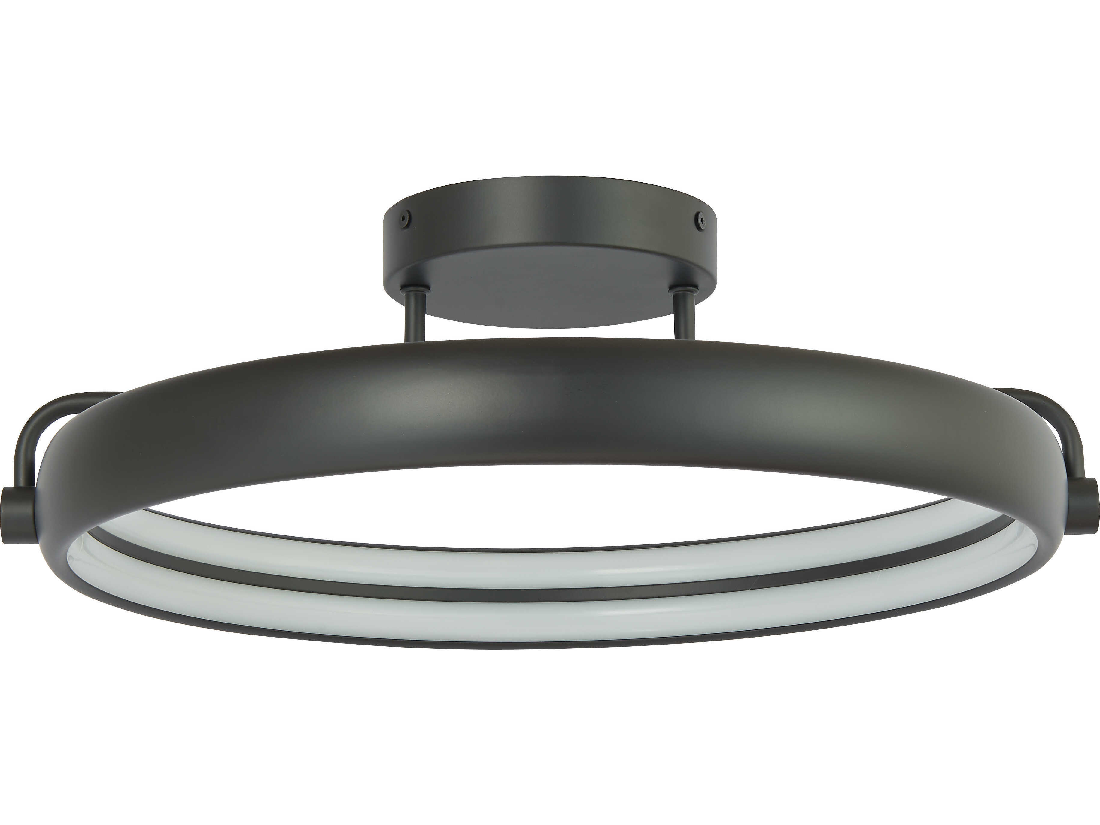 Abra Rave 1-Light Matte Black Round Semi Flush Mount